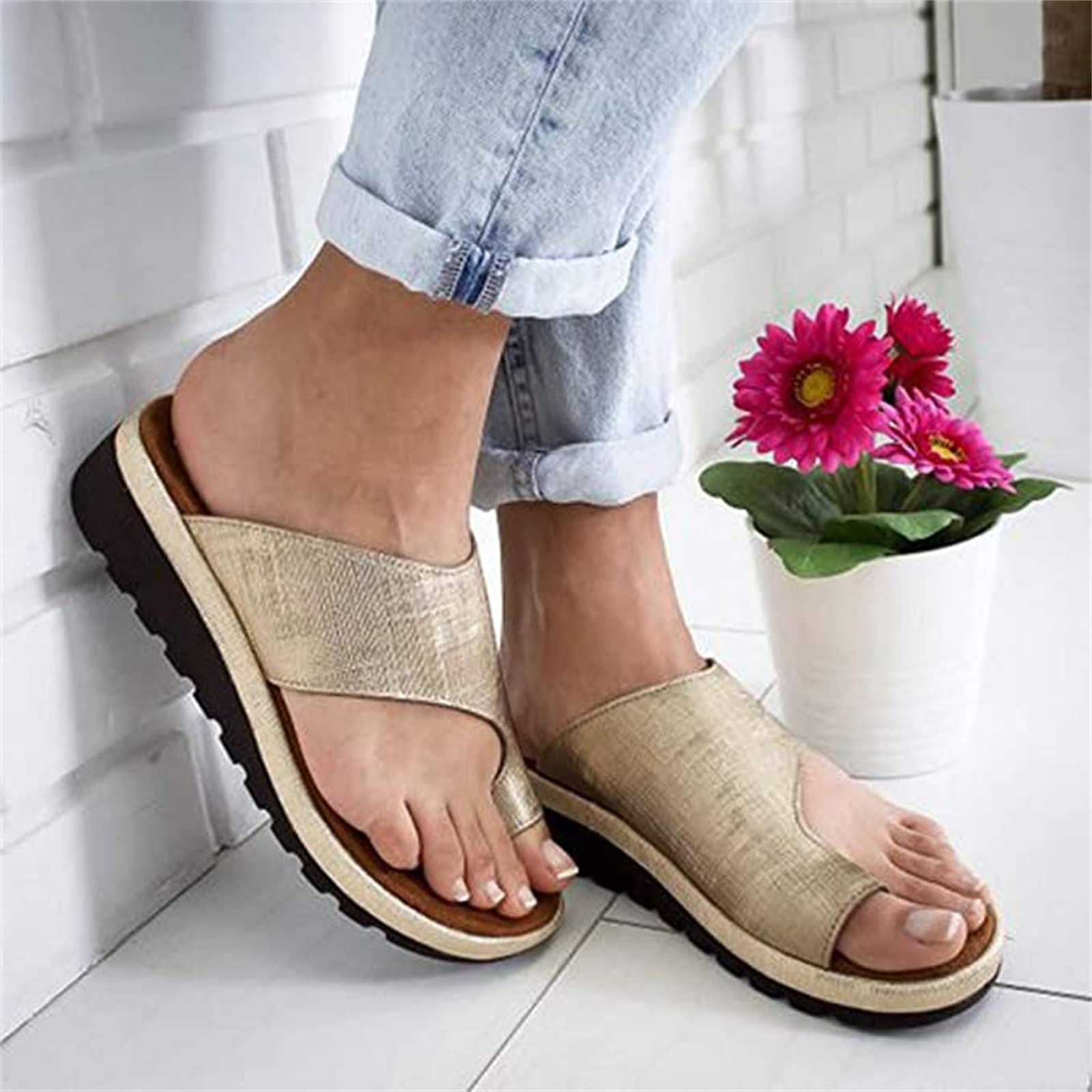 Women's Comfortable Beach Sandals - Slide Flat Thong Flip Flops with Clip Toe for Casual & Dressy Wear | Perfect for Summer, Poolside, Vacation & Everyday Slippers