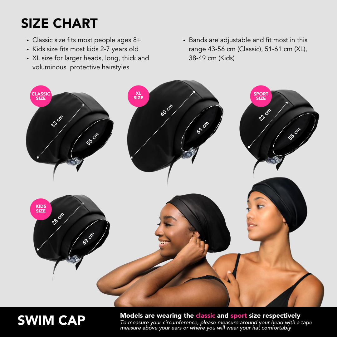 Waterproof Adjustable Satin Lined Swimming Cap for Women & Men - Hair Protection for Swimming, Showering & Water Sports