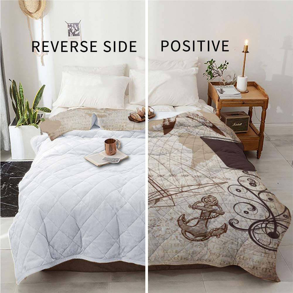 Soft Breathable Cotton Quilted Comforter - Octopus Tentacles Nautical Throw Blanket & Bedspread - Lightweight All-Season King Size Coverlet for Bedroom, Living Room, or Gift