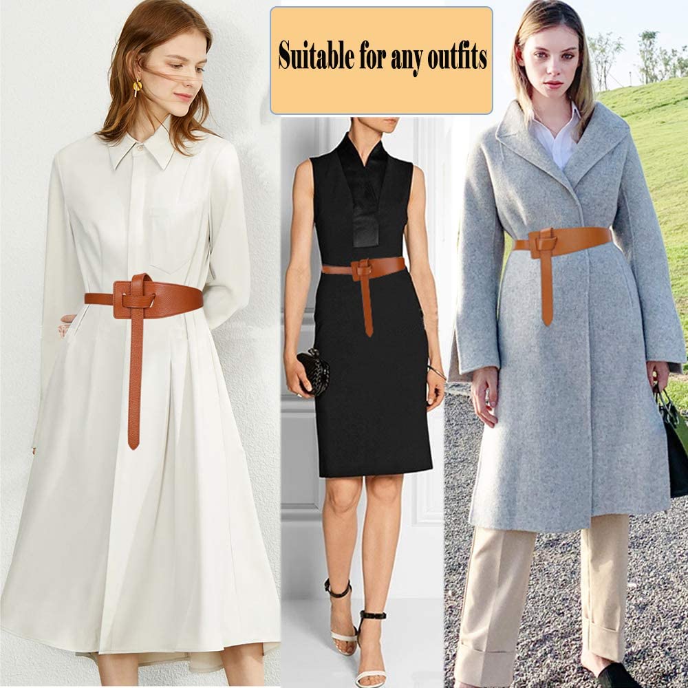 ALAIX Genuine Leather Women's Belt - Adjustable Knot Design for Dresses, Jeans, Jumpsuits & Coats | Stylish Waist Accessory for Office, Date Night & Casual Outfits