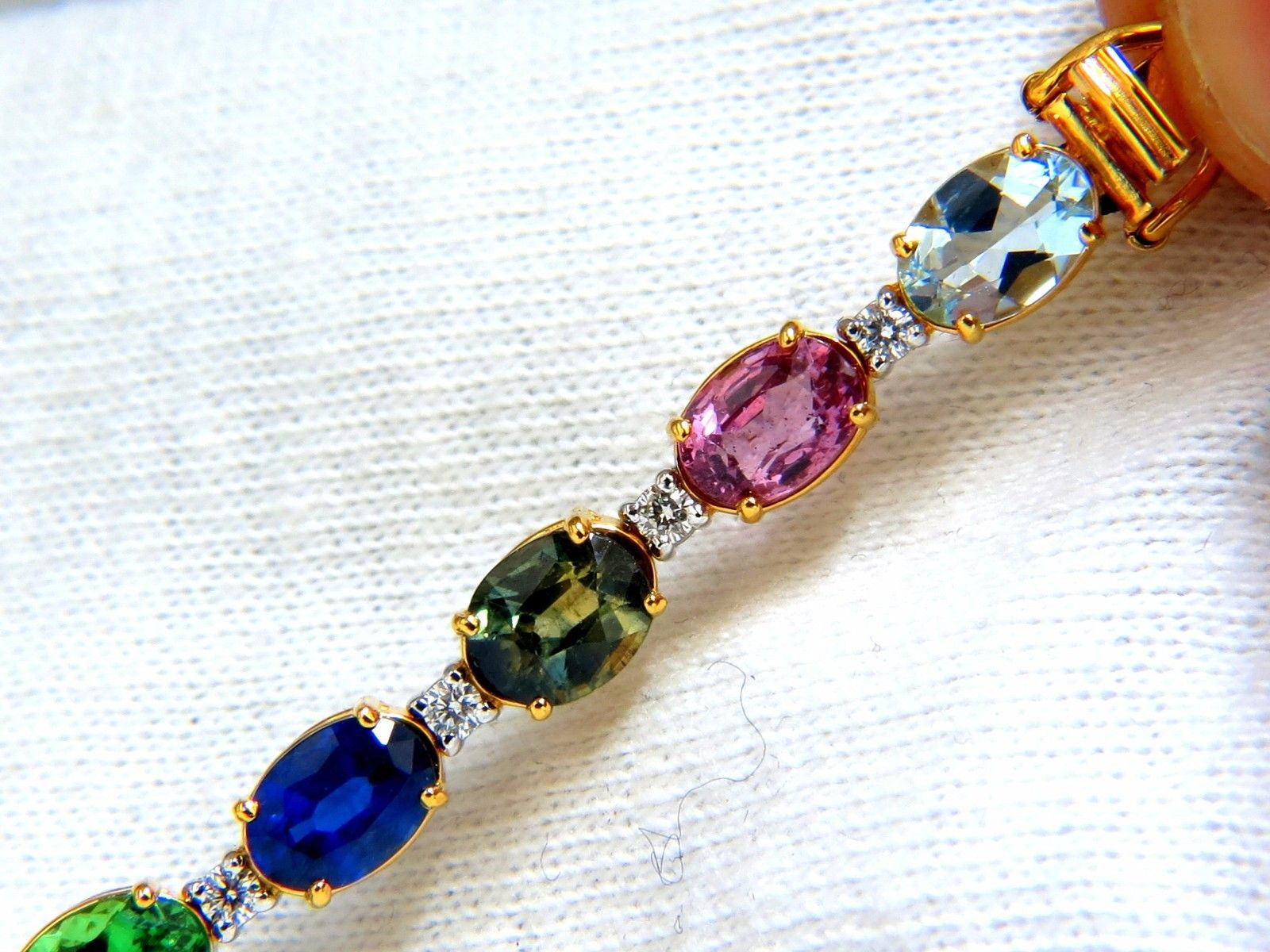 15.17ct Natural Tsavorite Spinel Tanzanite Aquamarine Sapphire Diamond Bracelet for Women - Luxury Gemstone Jewelry Gift for Anniversary, Birthday & Special Occasions