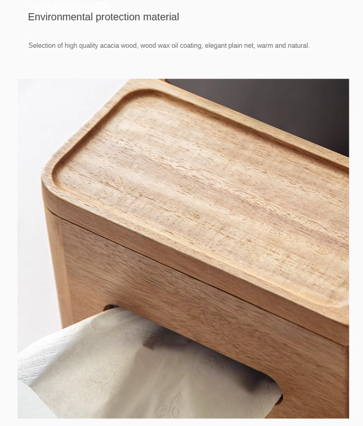 Premium Black Walnut & Acacia Solid Wood Multi-Functional Tissue Box Holder - Handcrafted Home Decor for Living Room, Bedroom & Office