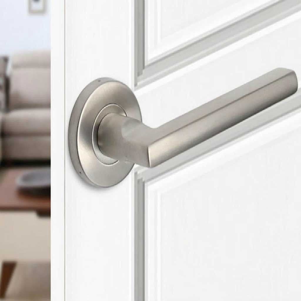 Silver Door Handle - Interior & Exterior Door Pulls Without Lock for Home & Office