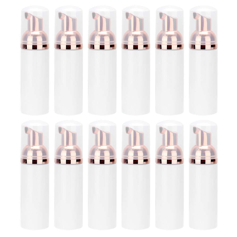 **Luxshiny 12-Pack 30ml Foam Dispenser Bottles - Refillable Pump Bottles for Shampoo, Lotion & Soap | Portable Travel Size Foaming Bottles in Rose Gold | Perfect for Home, Gym & On-The-Go Use**