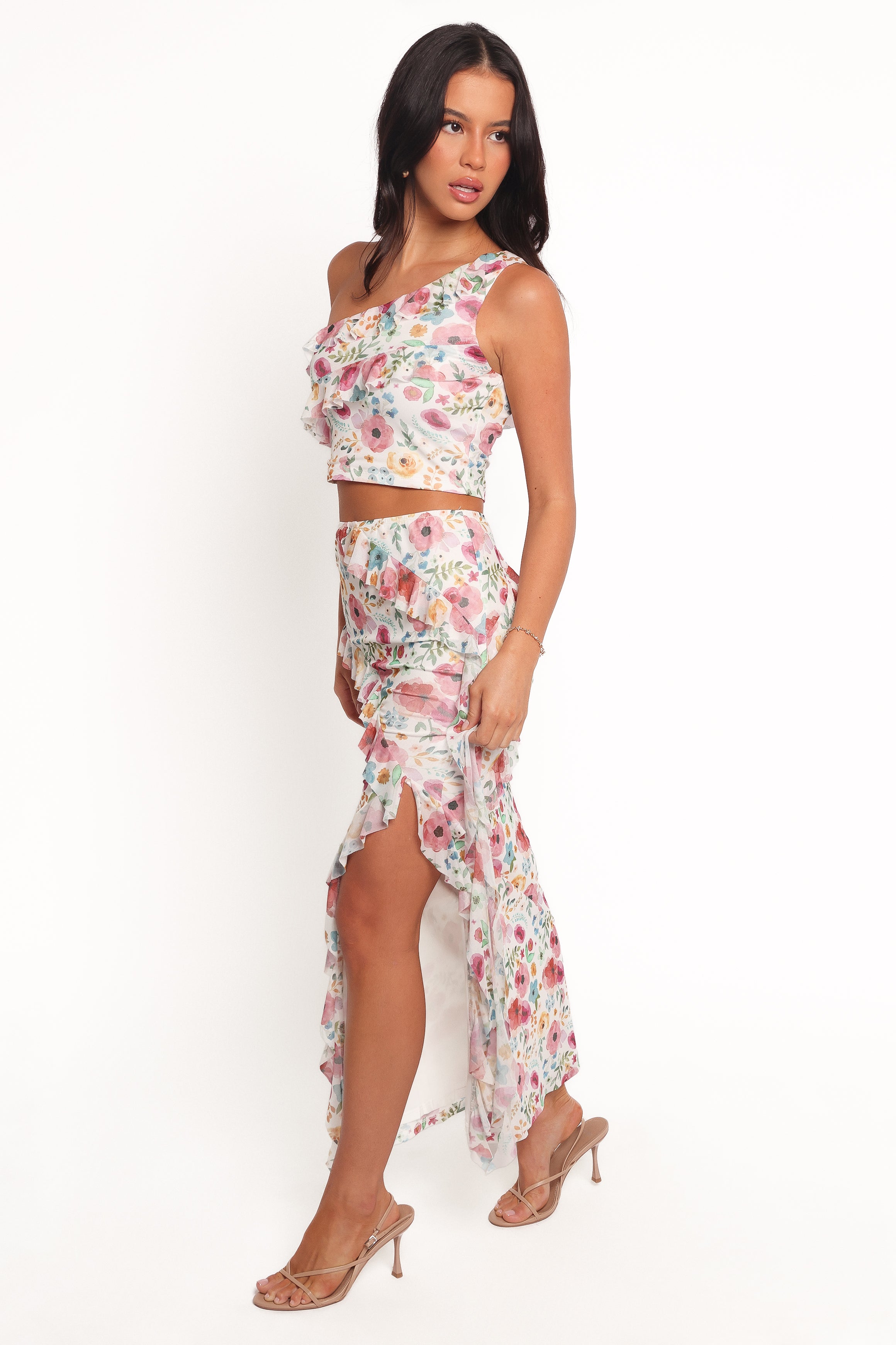 Acaia Women's Red Floral Skirt Set - Summer Floral Print Skirt & Top Outfit for Beach, Vacation, and Casual Wear