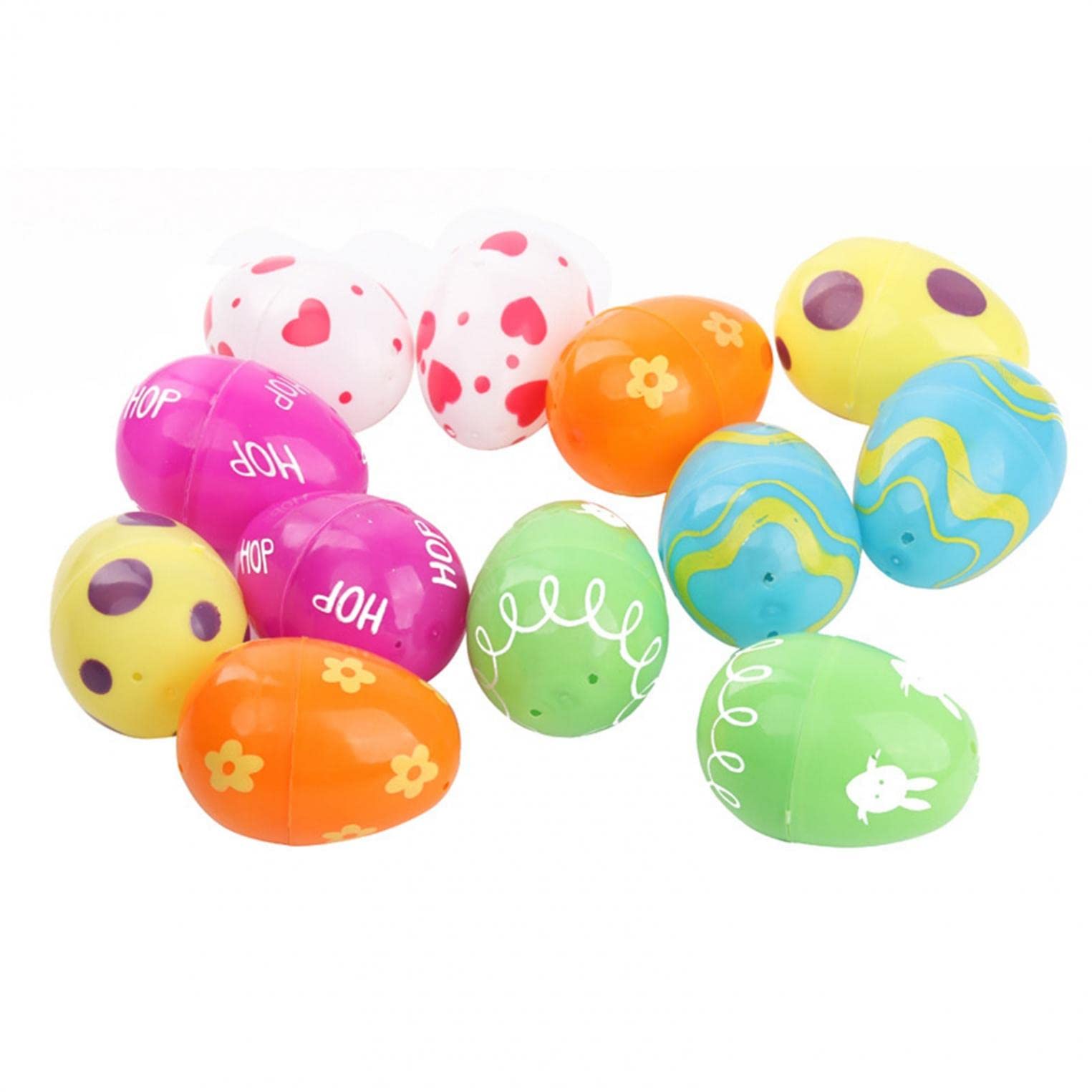 Fillable Plastic Easter Eggs - 12PC Assorted Colorful Bright Pattern Prints for Easter Egg Hunt, Party Favors, and Surprise Gifts (Great for Kids' Easter Activities & Spring Celebrations)