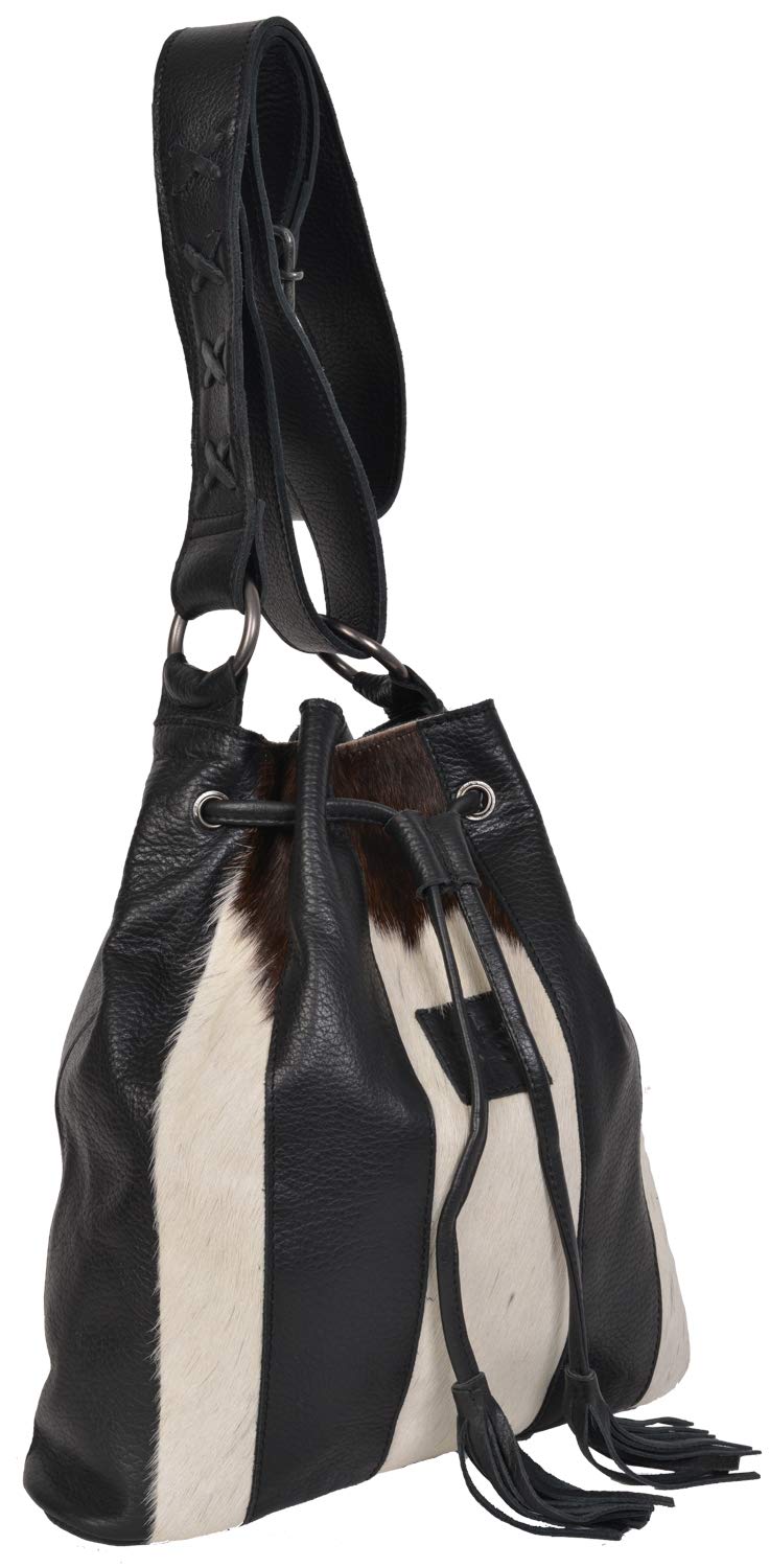STS Ranchwear Genuine Cowhide Bucket Bag - Western Style Leather Handbag for Women | Perfect for Rodeo, Country Music Festivals & Everyday Use