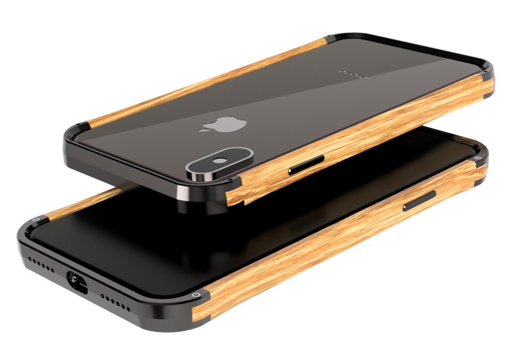 VESEL Wood & Aluminum iPhone X/XS Case - Mirror Black & Oak - Premium Protective Cover for Everyday Use, Travel & Business
