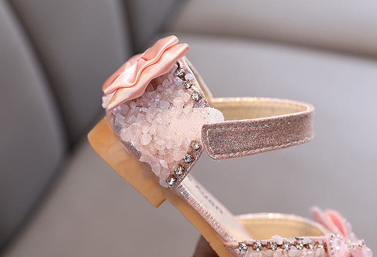 Baby Girl Summer Sandals with Bow Knot & Pearl Details - Princess Beach Shoes for Toddlers & Infants - Perfect for Outdoor Play, Beach Trips & Special Occasions