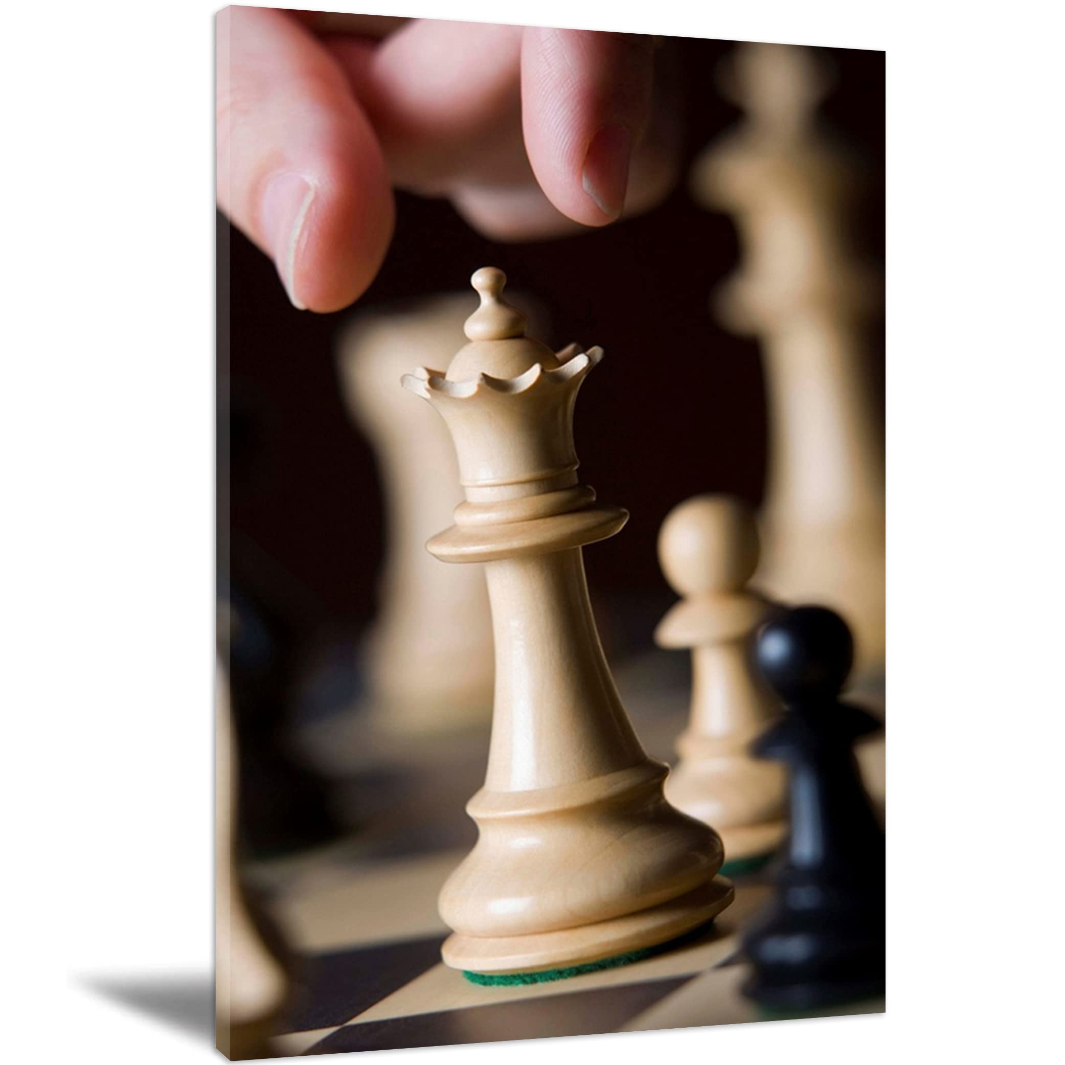 Modern Chess Player Canvas Wall Art - Ready to Hang 20x30 Inch Painting for Home & Office Decor - Perfect for Living Room, Bedroom or Game Room