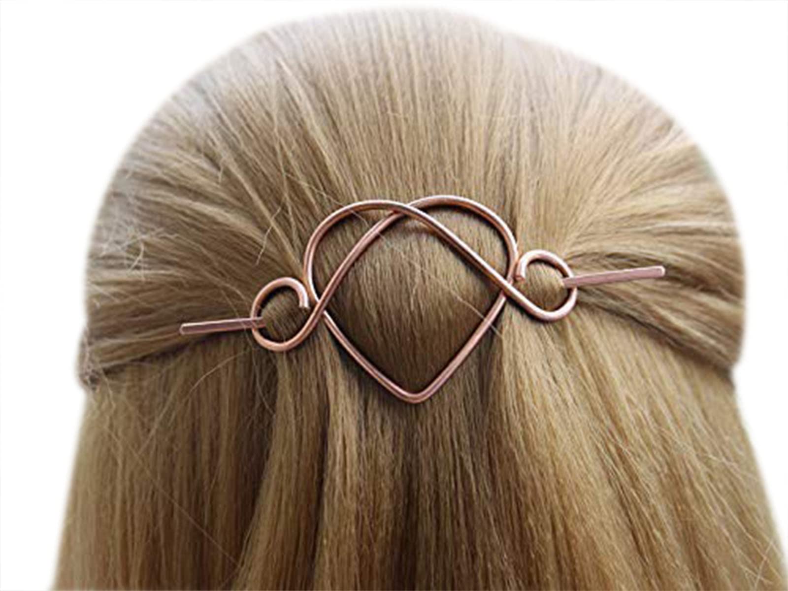Elegant Copper Heart Hair Clip - Small Hair Pin & Scarf Pin for Women, Perfect Gift for Girlfriend - Wedding, Party & Everyday Hair Accessories