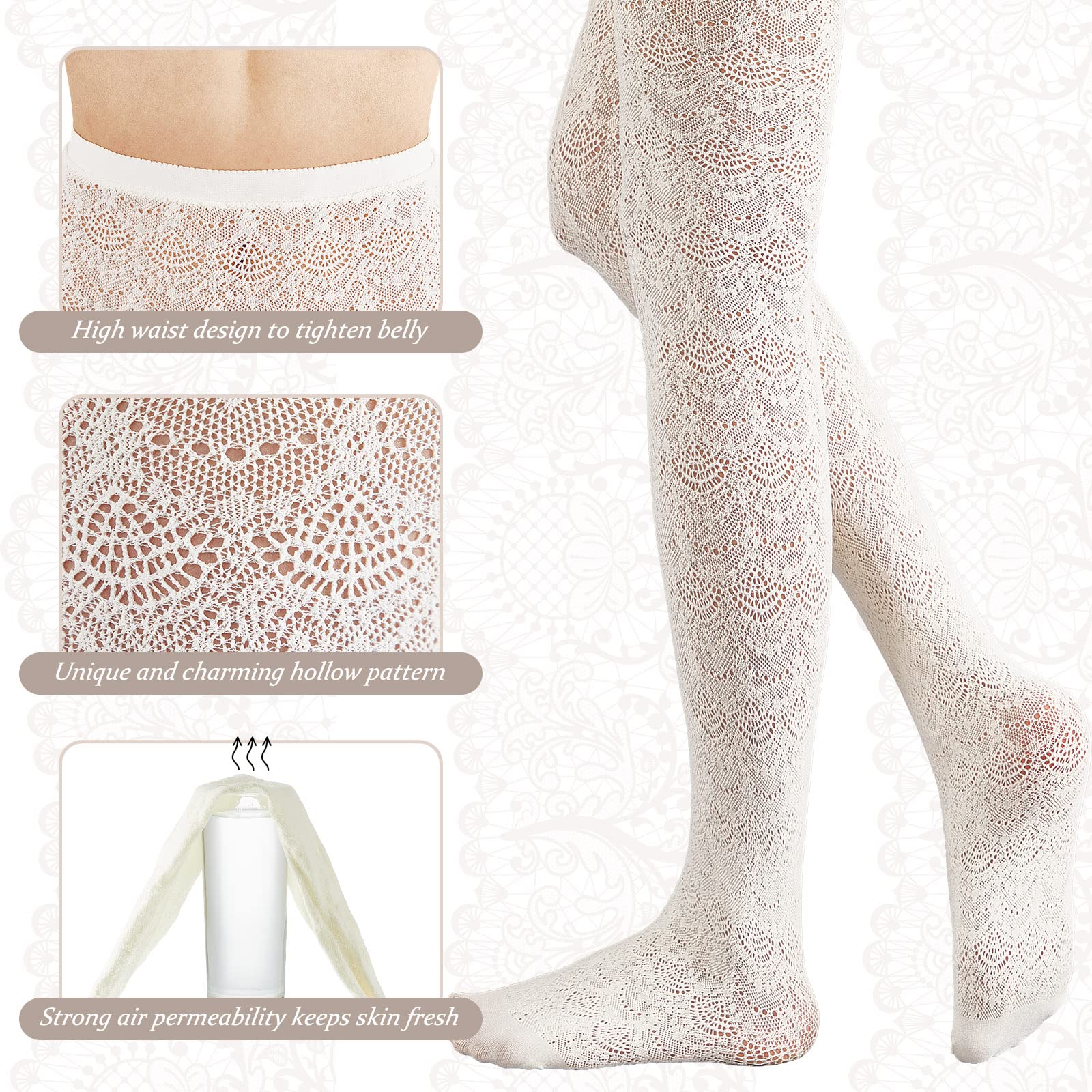JaGely Women's Fishnet Hollow Out Knitted Tights - Patterned Lace Stockings with Vertical Stripes - Sexy Pantyhose for Party, Cosplay & Night Out