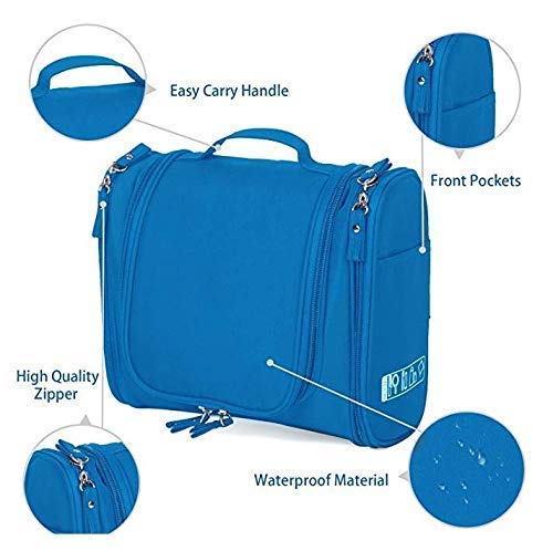 Aepigo Waterproof Travel Toiletry Bag for Women - Makeup Pouch & Cosmetic Organizer with Hook - Perfect for Shower, Gym, Camping & Vacation (Blue)