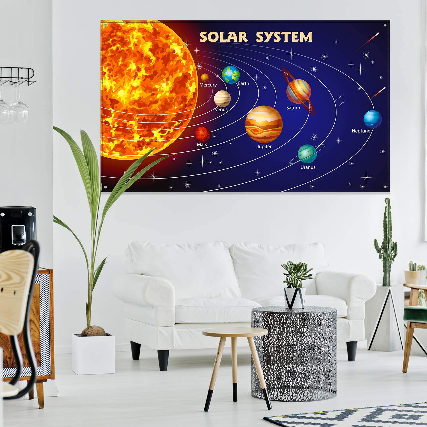 Blulu Solar System Poster - Extra Large Fabric Planets Wall Art for Space Themed Party Decor, Educational Classroom Supplies, Photo Booth Backdrop | Perfect for Kids' Room Decor, Science Classrooms & Astronomy Birthday Parties