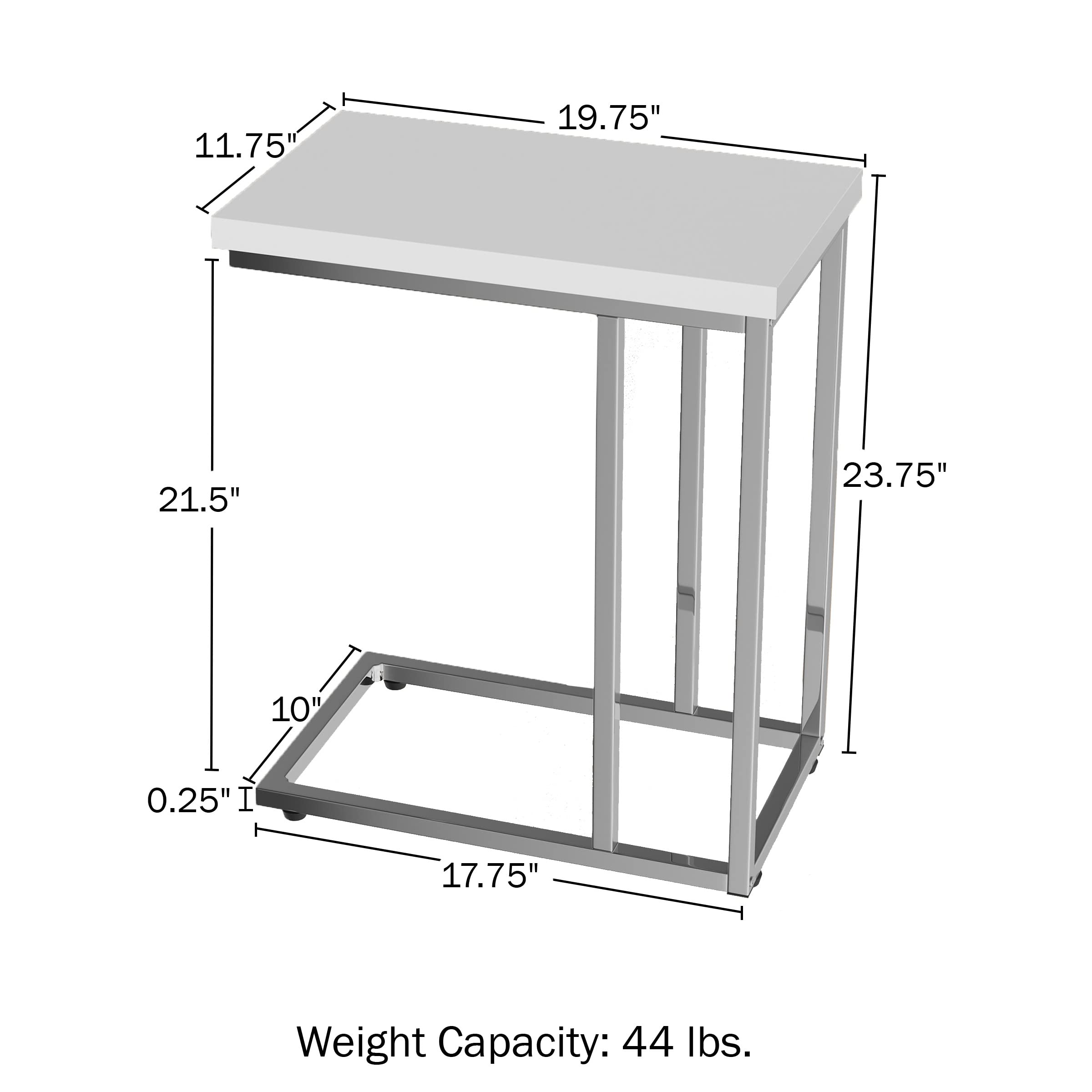 Lavish Home Modern C-Shaped End Tables Set of 2 - Space Saving Sofa Side Tables, Laptop Desk & Bedside Nightstands - White Accent Furniture for Living Room, Bedroom & Small Spaces