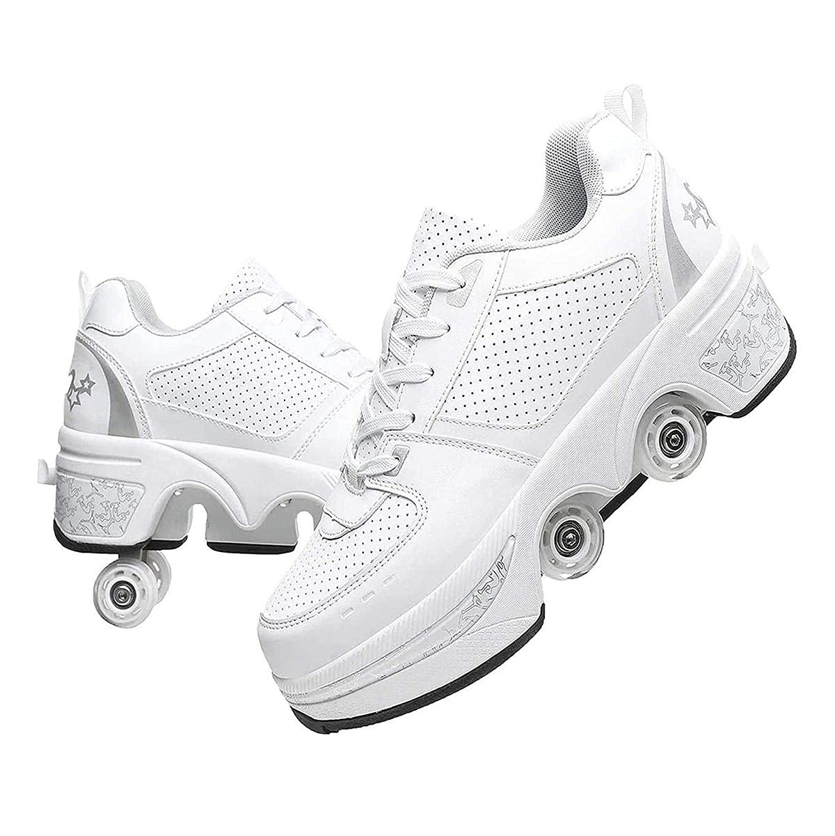 XWZH 2-in-1 Invisible Roller Skate Shoes - Double-Row Deform Wheel Automatic Walking Shoes for Kids & Adults | Perfect for Commuting, Fitness & Outdoor Fun