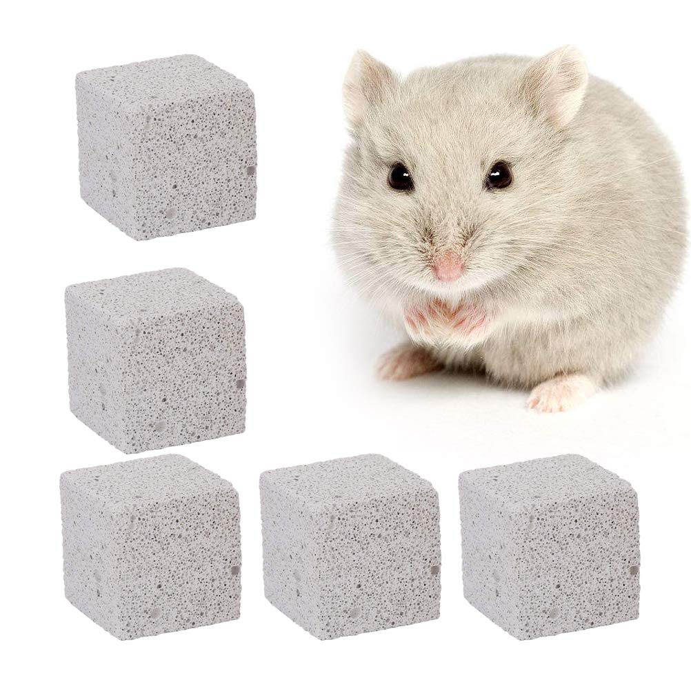 Natural Mineral Stone Chew Toy for Small Pets - 4.5cm Teeth Grinder for Hamster, Rat, Chinchilla & Rabbit (Pack of 5) | Promotes Dental Health & Prevents Overgrown Teeth - Perfect for Cage Enrichment & Stress Relief