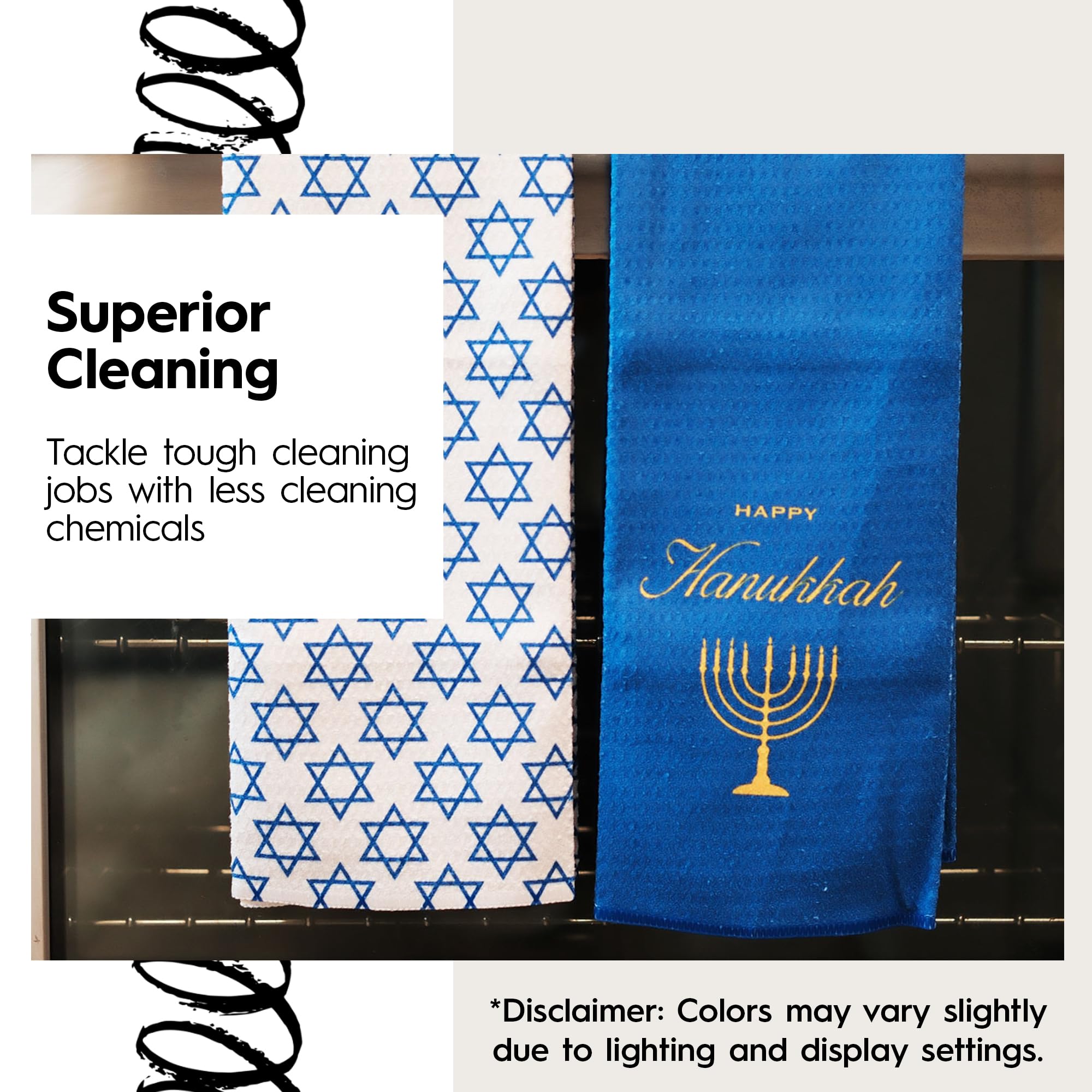 GEOMETRY Christmas Kitchen Towels - Quick Dry Microfiber Dish Cloths for Drying Dishes, Countertops, and Glassware - Premium Absorbent Towel (David's Star, 1 Pack) - Perfect for Holiday Cooking and Cleaning