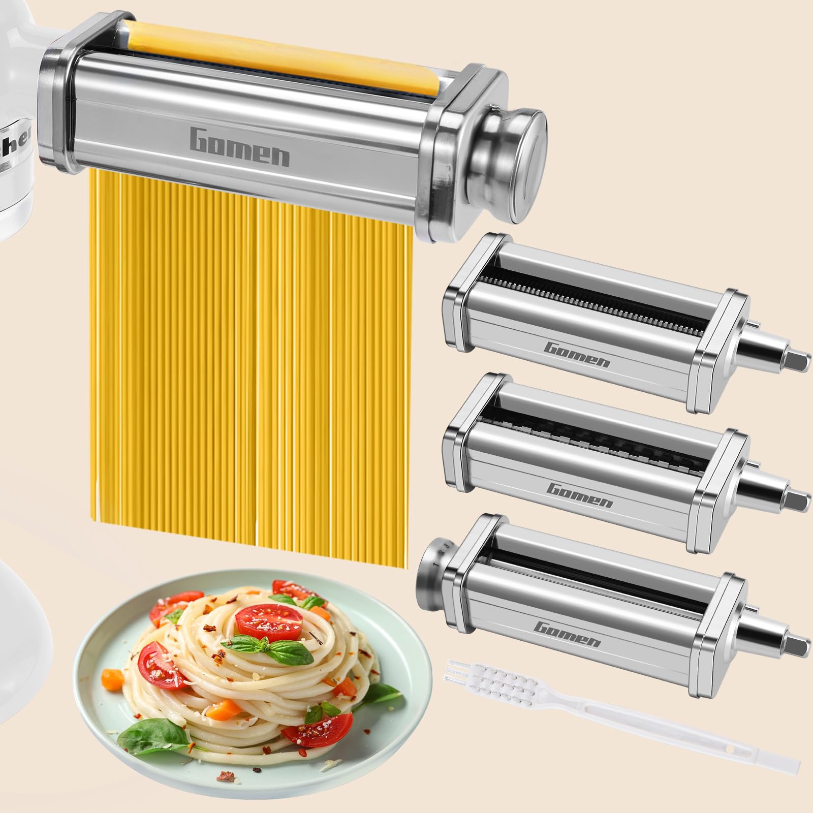 3-Piece Pasta Maker Attachment Set for KitchenAid Stand Mixer - Includes Pasta Roller, Spaghetti & Fettuccine Cutters | Homemade Fresh Pasta Accessories for Italian Cooking, Family Dinners & Restaurant-Style Meals