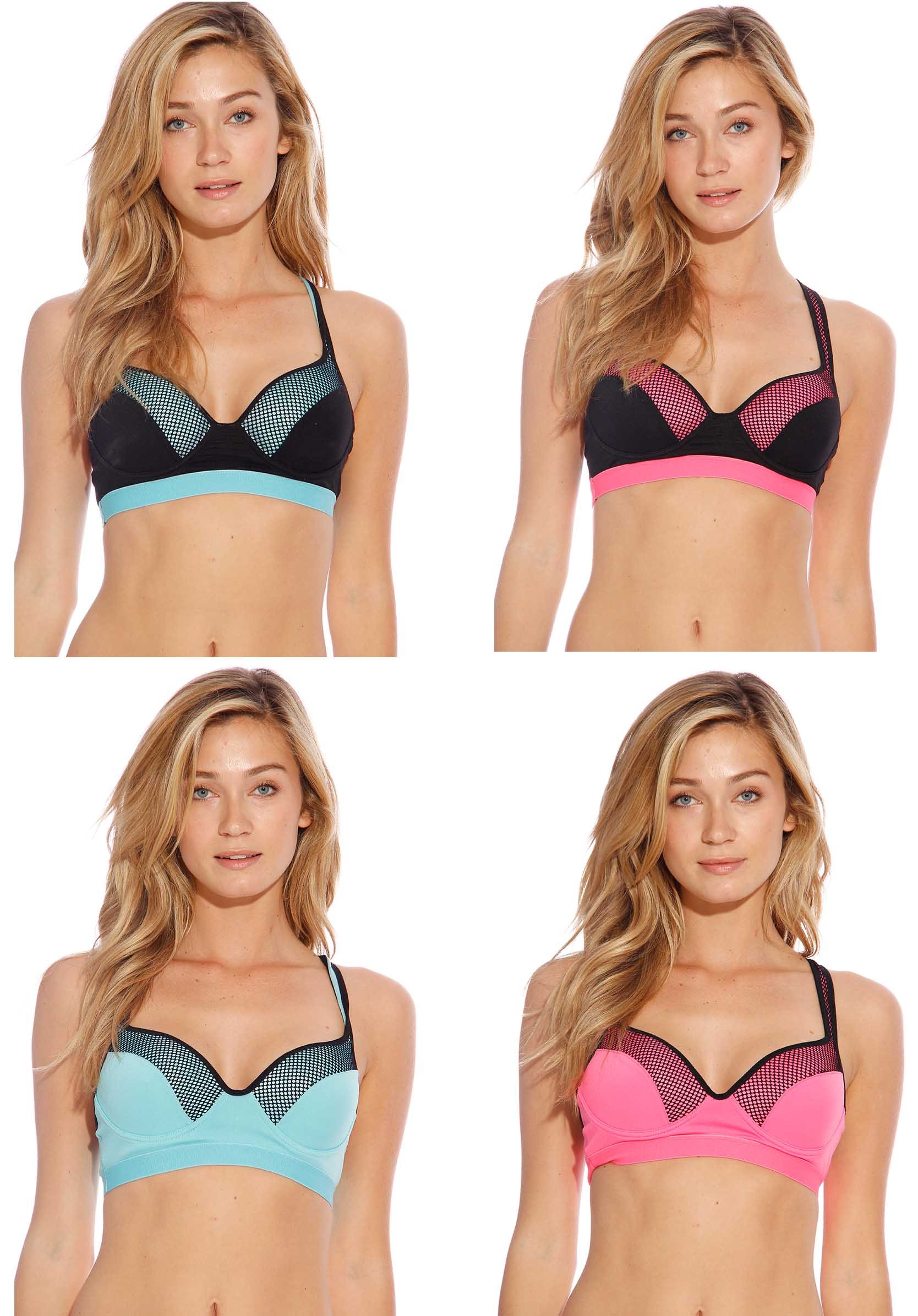 High Support Racerback Sports Bras for Women - 4 Pack - Moisture Wicking & Breathable Workout Tops for Running, Yoga & Gym