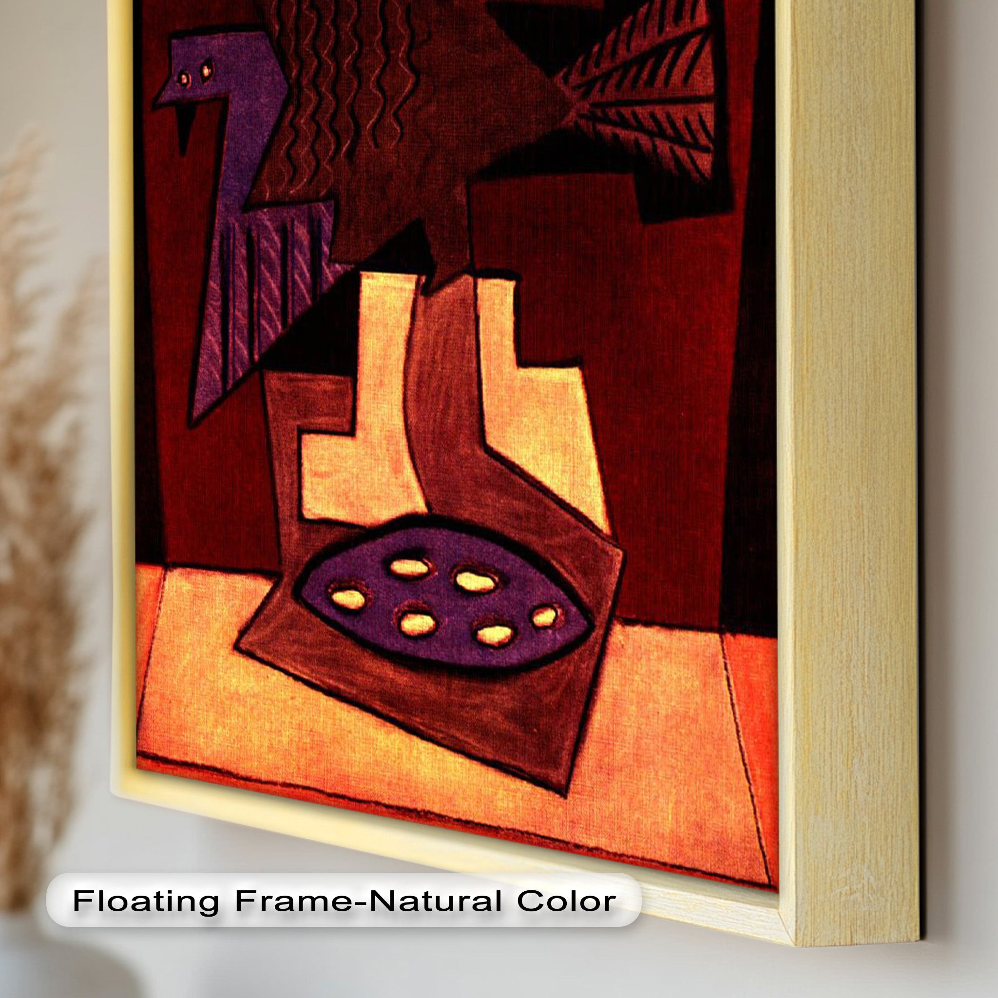 Abstract Bird & Bowl Cubist Oil Painting Wall Art - Modern Home Decor for Living Room, Bedroom & Office