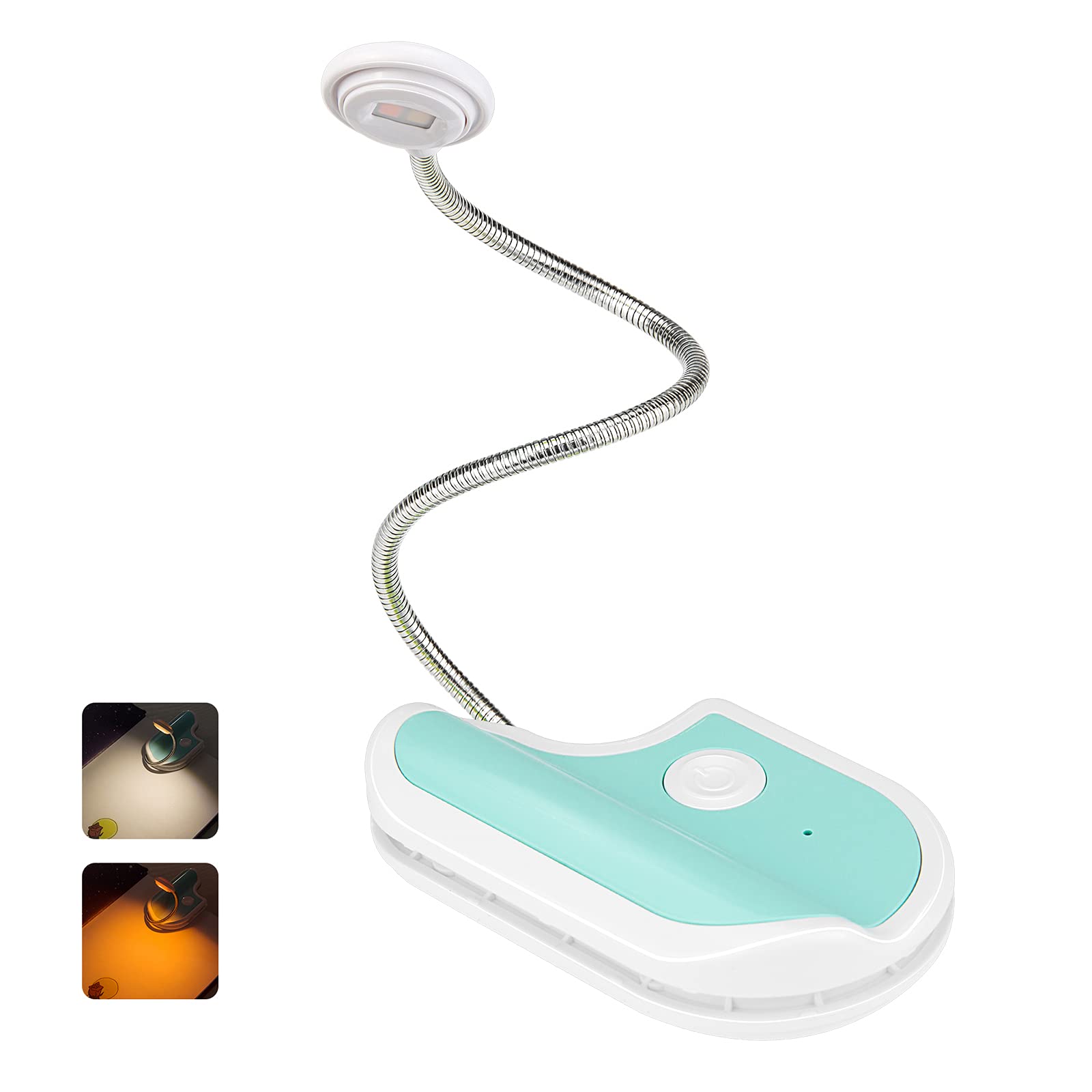 BIGMONAT Rechargeable Reading Light for Kids - Small Amber LED Book Light with 361° Adjustable Neck, Portable Clip-On Lamp for Night Reading, Study, and Travel (White) - Perfect for Bedtime Stories, Homework, and Camping