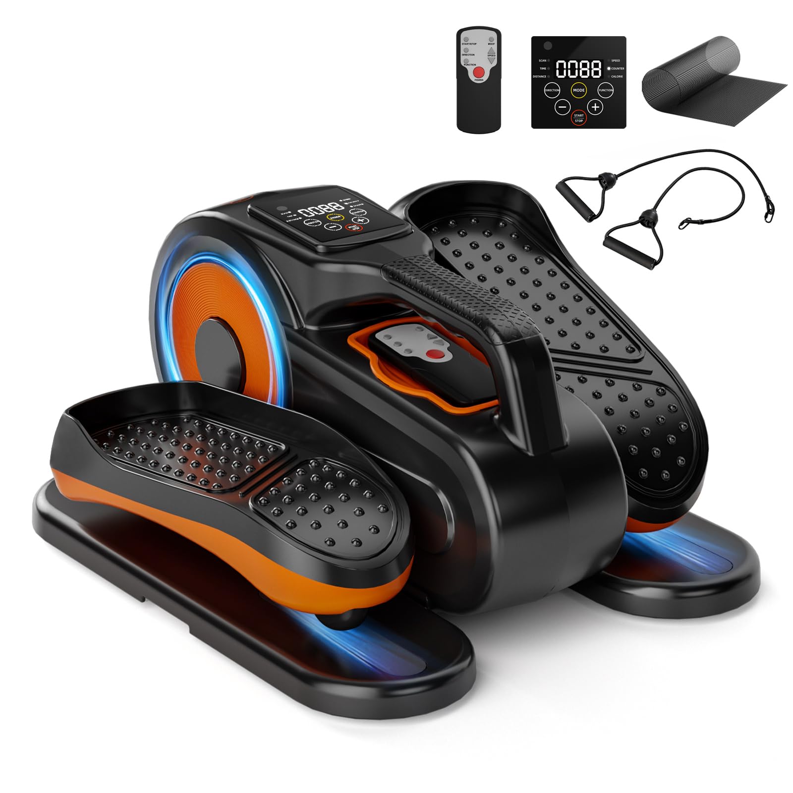 Under Desk Elliptical Machine for Home & Office - Quiet Portable Seated Pedal Exerciser with Remote Control, Non-Slip Pedals & Resistance Bands - Ideal for Seniors, Physical Therapy, and Sedentary Workers