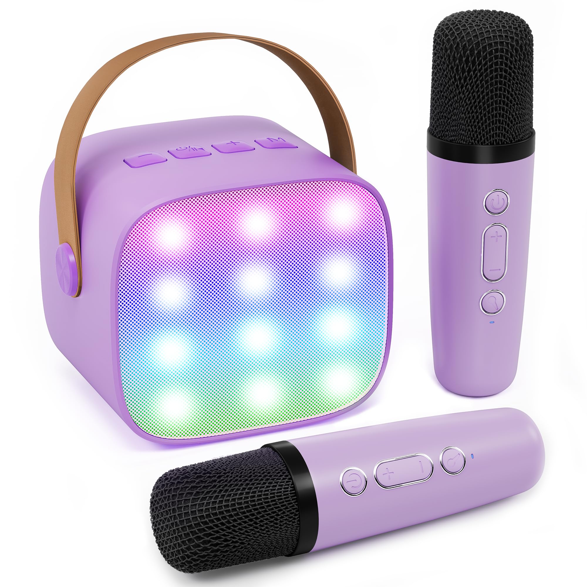 Portable Bluetooth Karaoke Machine for Kids with 2 Wireless Microphones - Singing Toy Gift for Girls & Boys Ages 4-8 - Perfect for Birthday Parties, Playtime & Family Fun (Purple)