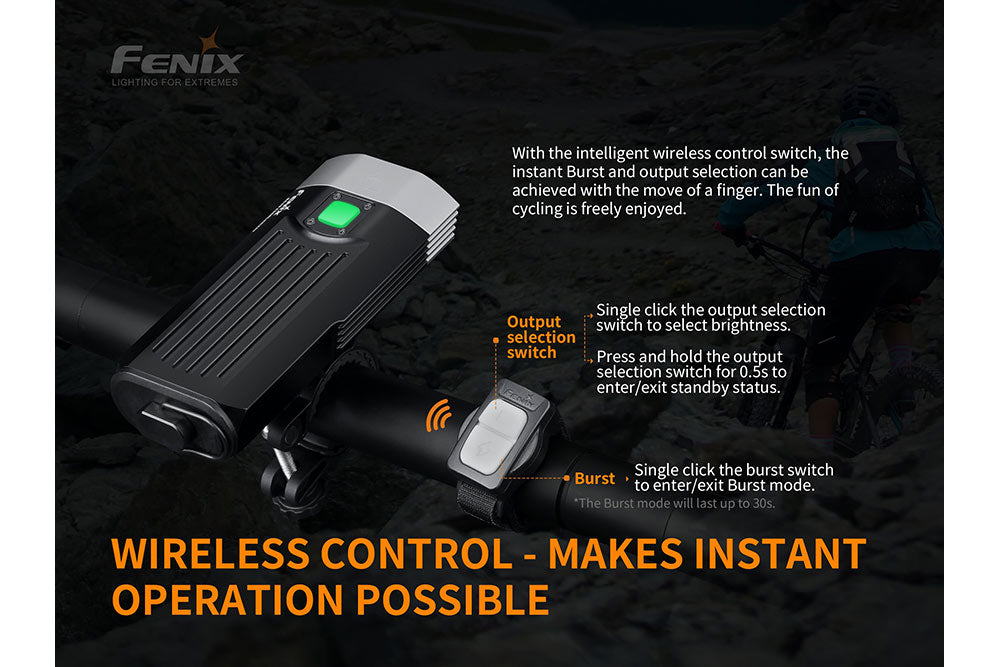 Fenix BC30 V2 1800 Lumen Rechargeable LED Bike Light - High Brightness Bicycle Headlight for Night Riding, Commuting & Mountain Biking