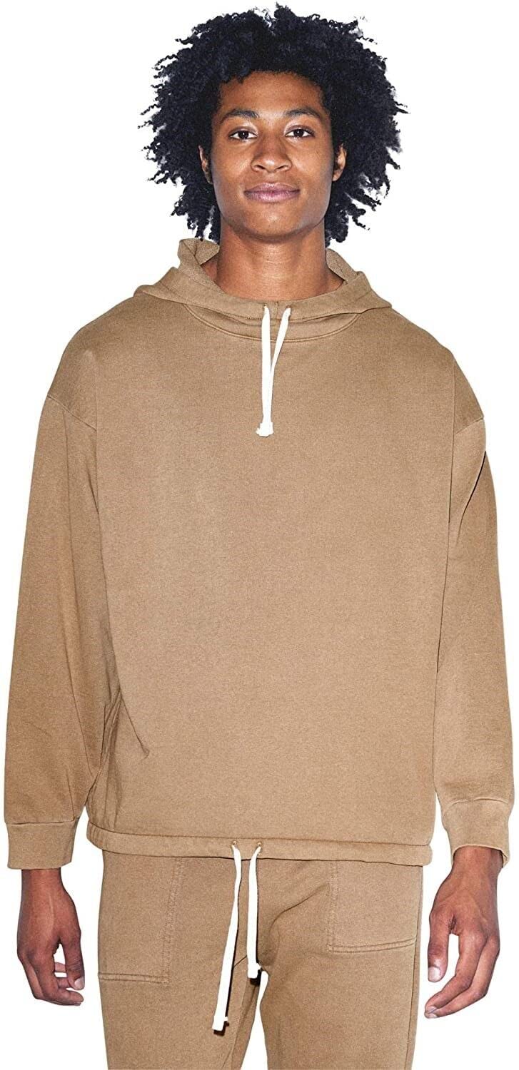 American Apparel Men's French Terry Long Sleeve Drawstring Hoodie - Comfortable Casual Pullover for Gym, Lounge & Streetwear