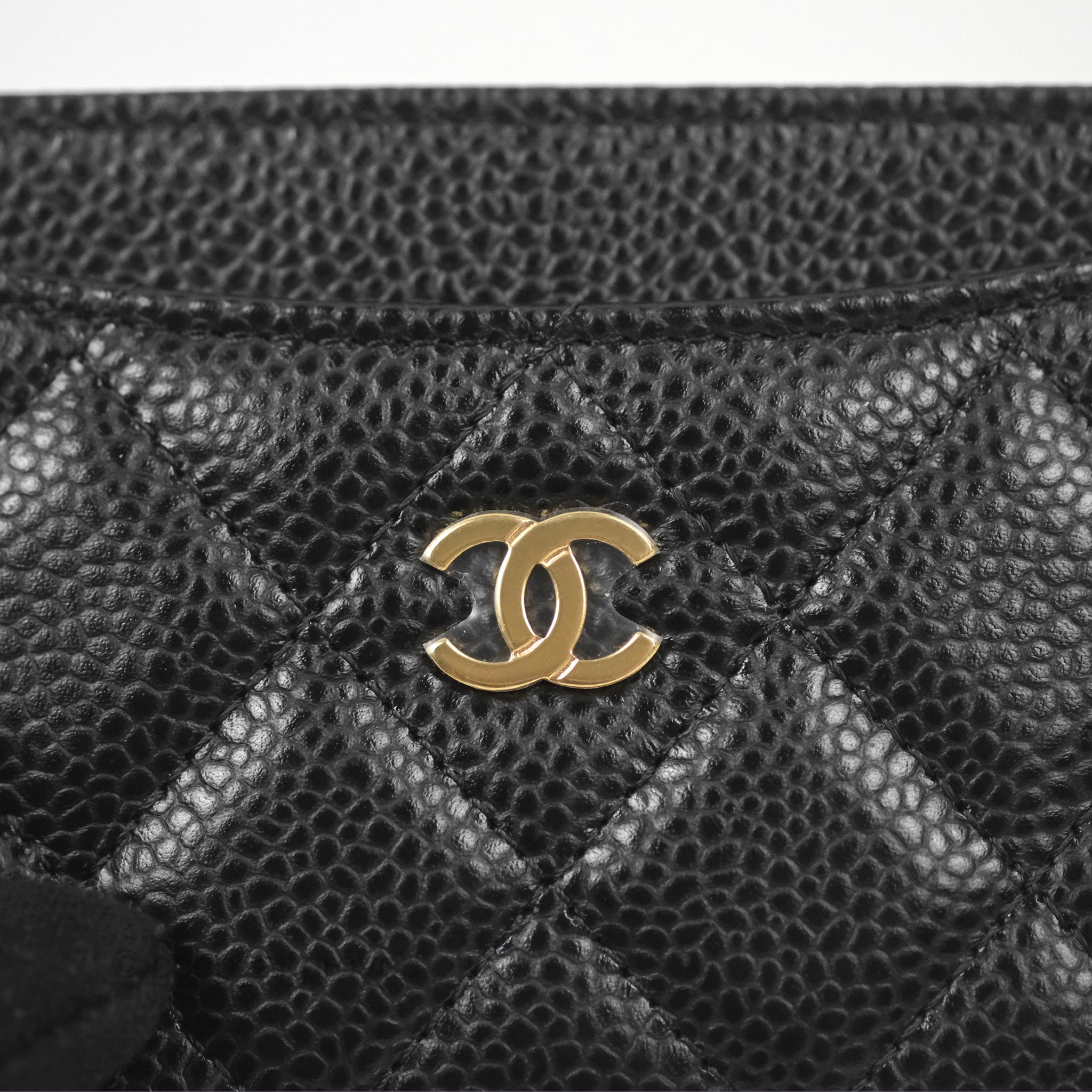 Chanel Classic Flat Card Holder Wallet - Black Caviar Leather with Gold Hardware - Perfect for Everyday Use & Gift Giving