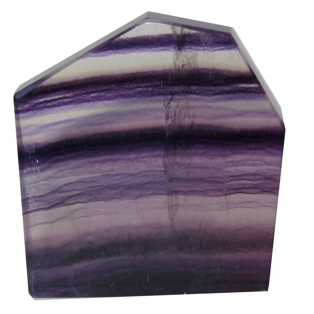 Natural Fluorite Purple Polished Stone - Striped House Shaped Healing Crystal for Home Decor, Meditation & Energy Work
