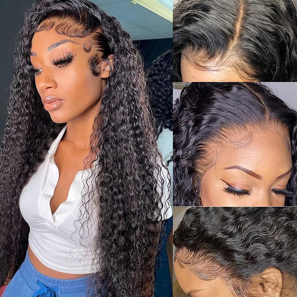 13x4 HD Lace Front Wig 18 Inch Brazilian Human Hair - Wet and Wavy Deep Wave 180% Density Pre-Plucked with Baby Hair | Natural Looking Curly Wigs for Women | Perfect for Daily Wear, Parties & Special Occasions