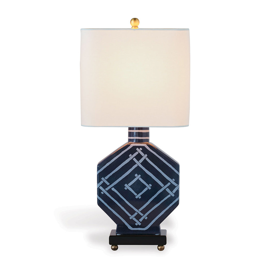 Bamboozled Lamp in Indigo Blue - Handmade Bamboo Table Lamp for Bedroom, Living Room & Office Decor - Eco-Friendly Lighting Solution