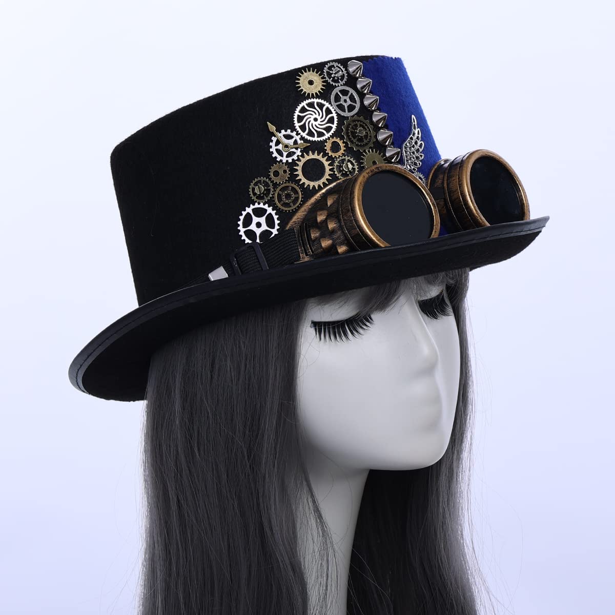 Stylish Steampunk Top Hat with Goggles for Women & Men - Victorian Gothic Halloween Costume Accessory - Perfect for Cosplay, Renaissance Fairs, and Themed Parties