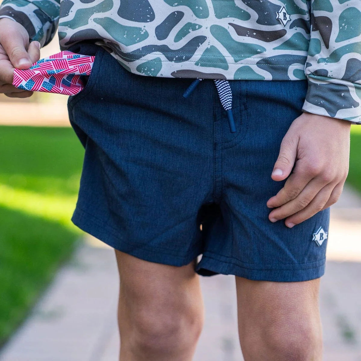 Burlebo Heather Navy Athletic Shorts - Comfortable Workout Shorts for Men & Women - Perfect for Running, Gym, Yoga & Casual Wear