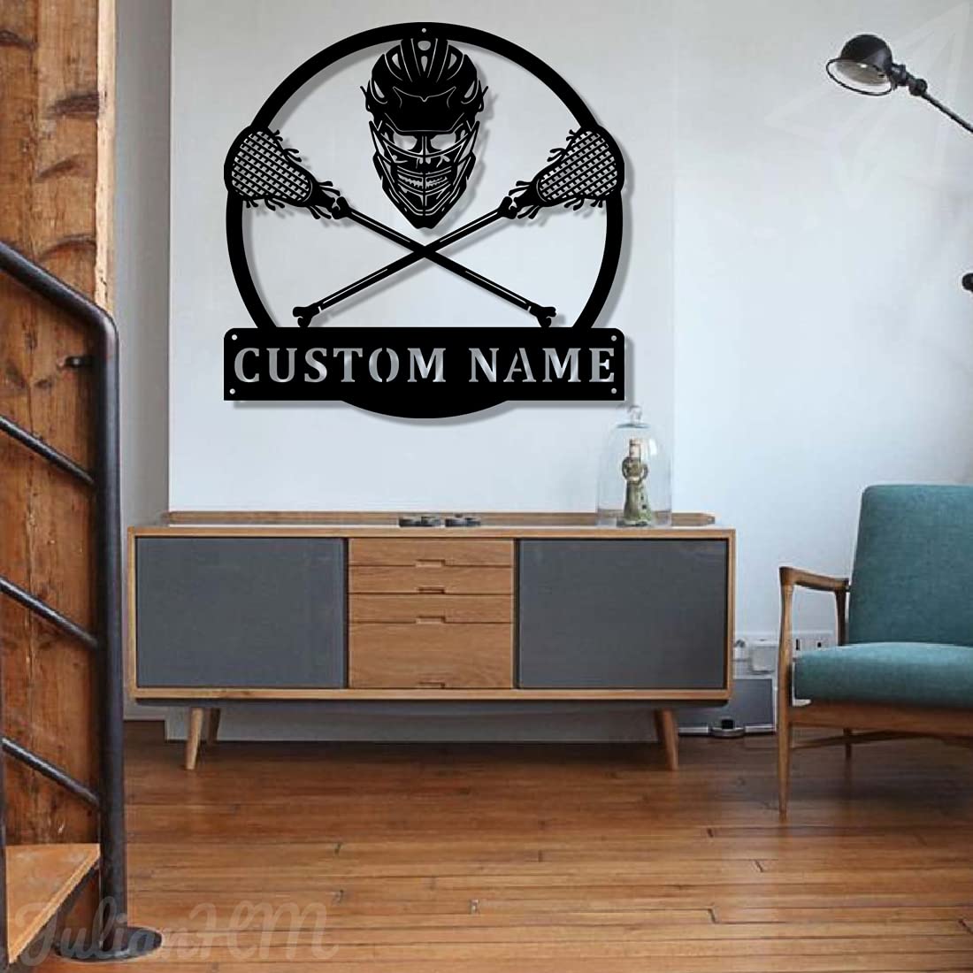 Custom Lacrosse LED Metal Wall Art - Personalized Monogram Lacrosse Decor with Lights - 18x18 Inch Sports Wall Sign for Bedroom, Man Cave & Game Room Decor