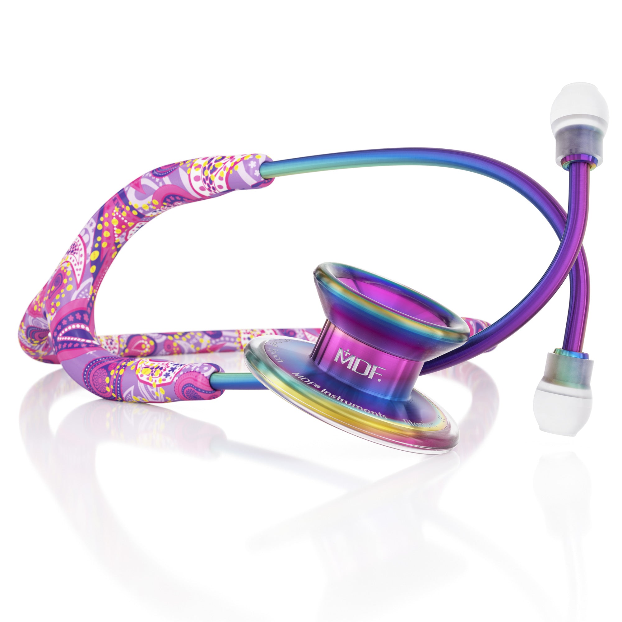 MD One® Epoch® Titanium Adult Stethoscope - Purple/Kaleidoscope Design | Premium Medical Equipment for Doctors, Nurses & Healthcare Professionals | Ideal for Clinical Use, Patient Examinations & Medical Training