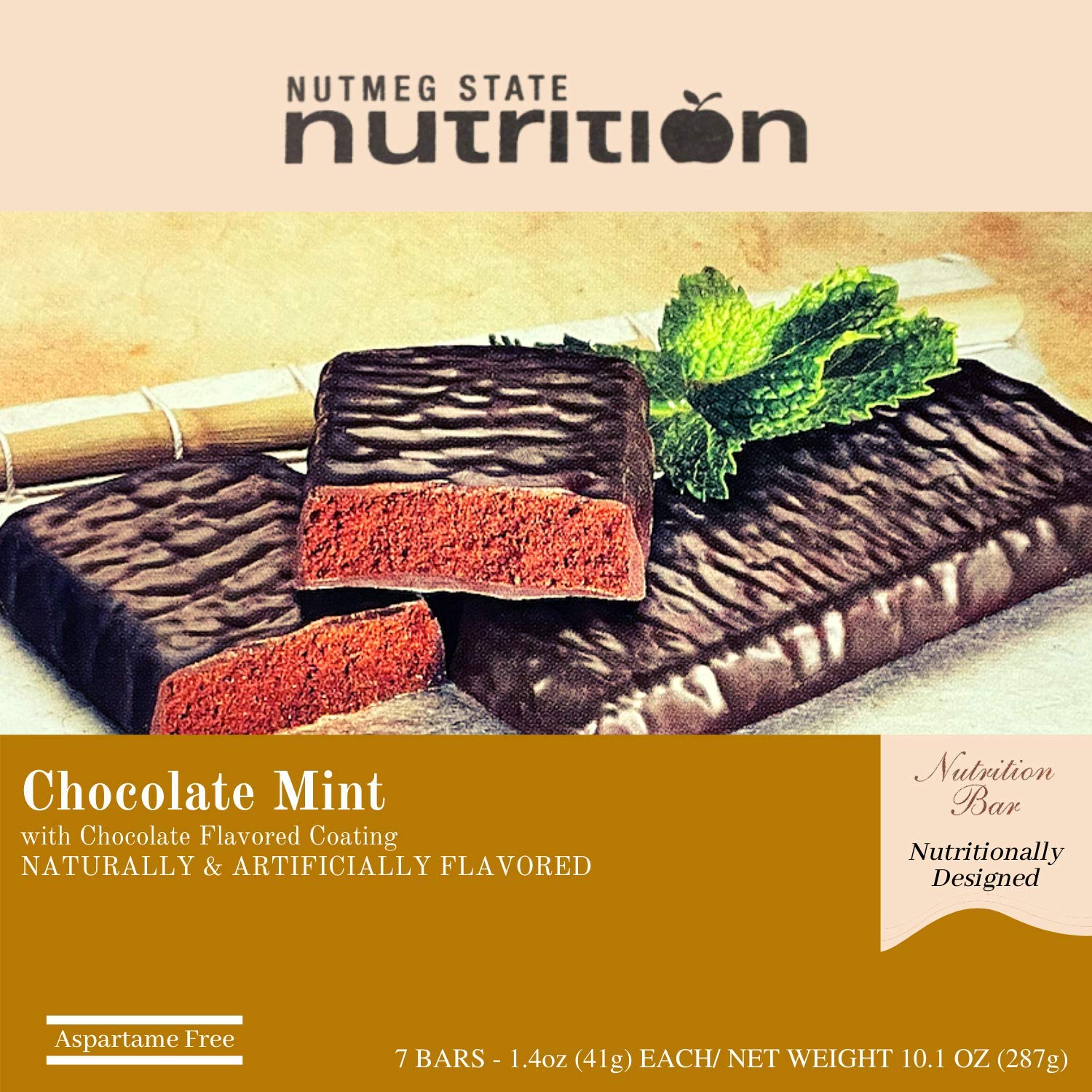 Nutmeg State Nutrition High Protein Snack Bars - Chocolate Mint Flavor (7 Count) | Trans Fat Free, Aspartame Free, Kosher, Gelatin Free | Perfect for Workouts, Hiking & Healthy On-the-Go Snacking