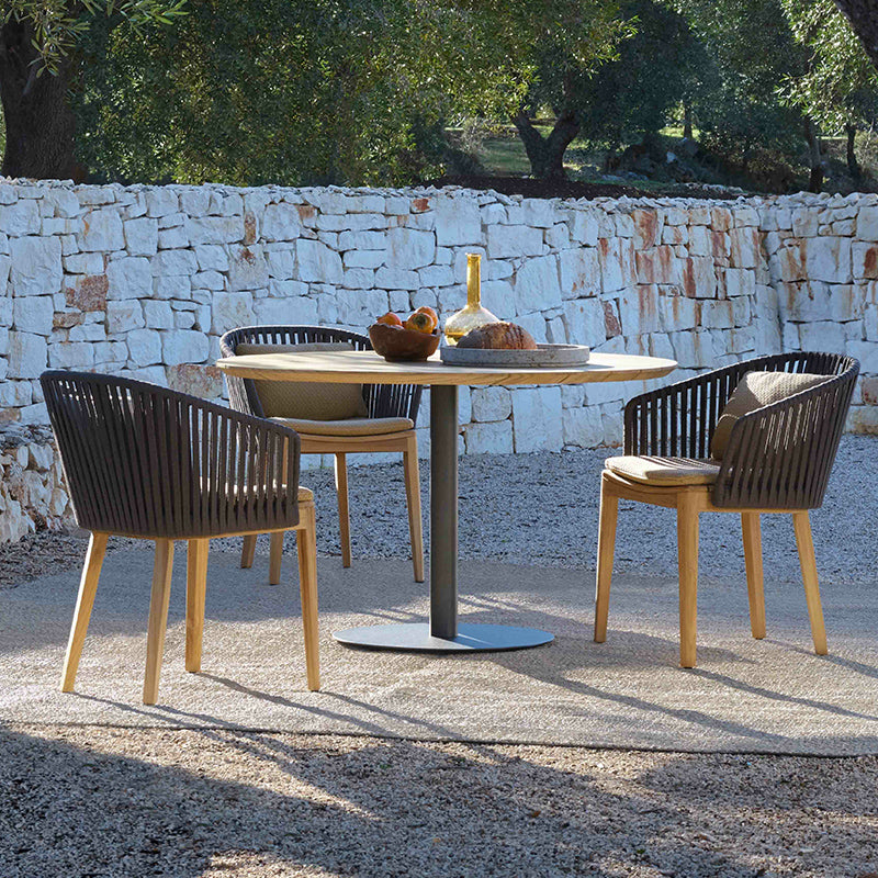 Rattan Chair and Table Set - Natural Wood Patio Furniture for Outdoor Dining, Garden, and Backyard Relaxation