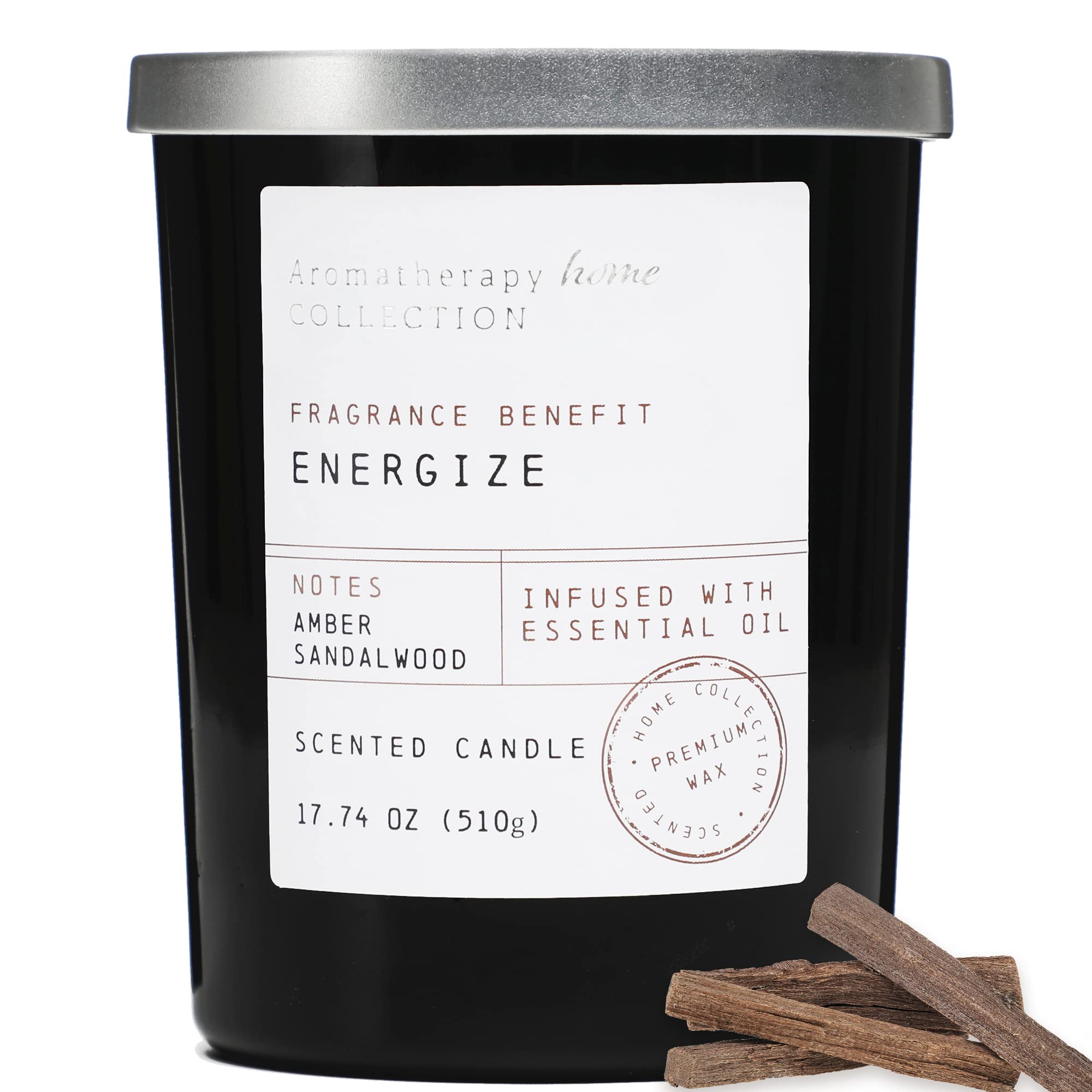Luxury Amber Sandalwood Scented Candle - 2-Wick Soy Wax for Home Relaxation