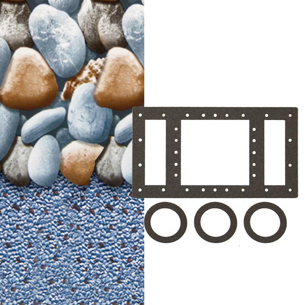 Smartline Rock Island 24-Foot Round Above Ground Pool Liner | 48-52 Inch Overlap Style | 25 Gauge Durable Virgin Vinyl | Universal Gasket Kit Included | Perfect for Steel Sided Swimming Pools, Backyard Pool Upgrades & Summer Family Fun