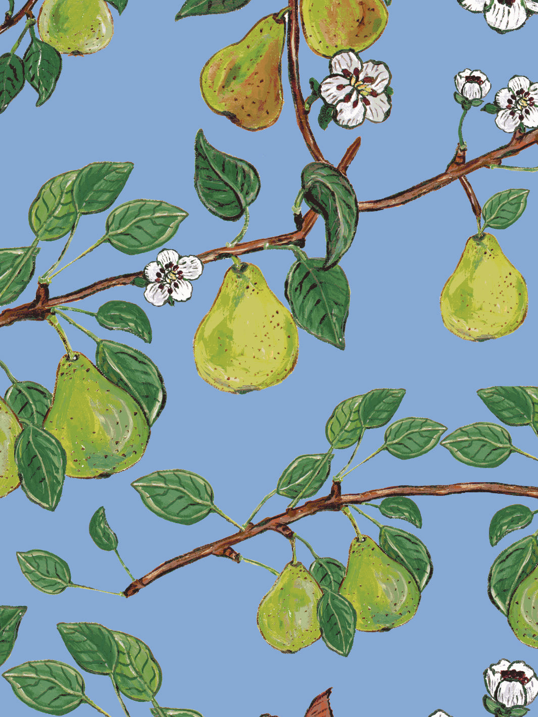 Giardino di Pere Blue Wallpaper by Carly Beck - Perfect for Living Room, Bedroom & Nursery Decor