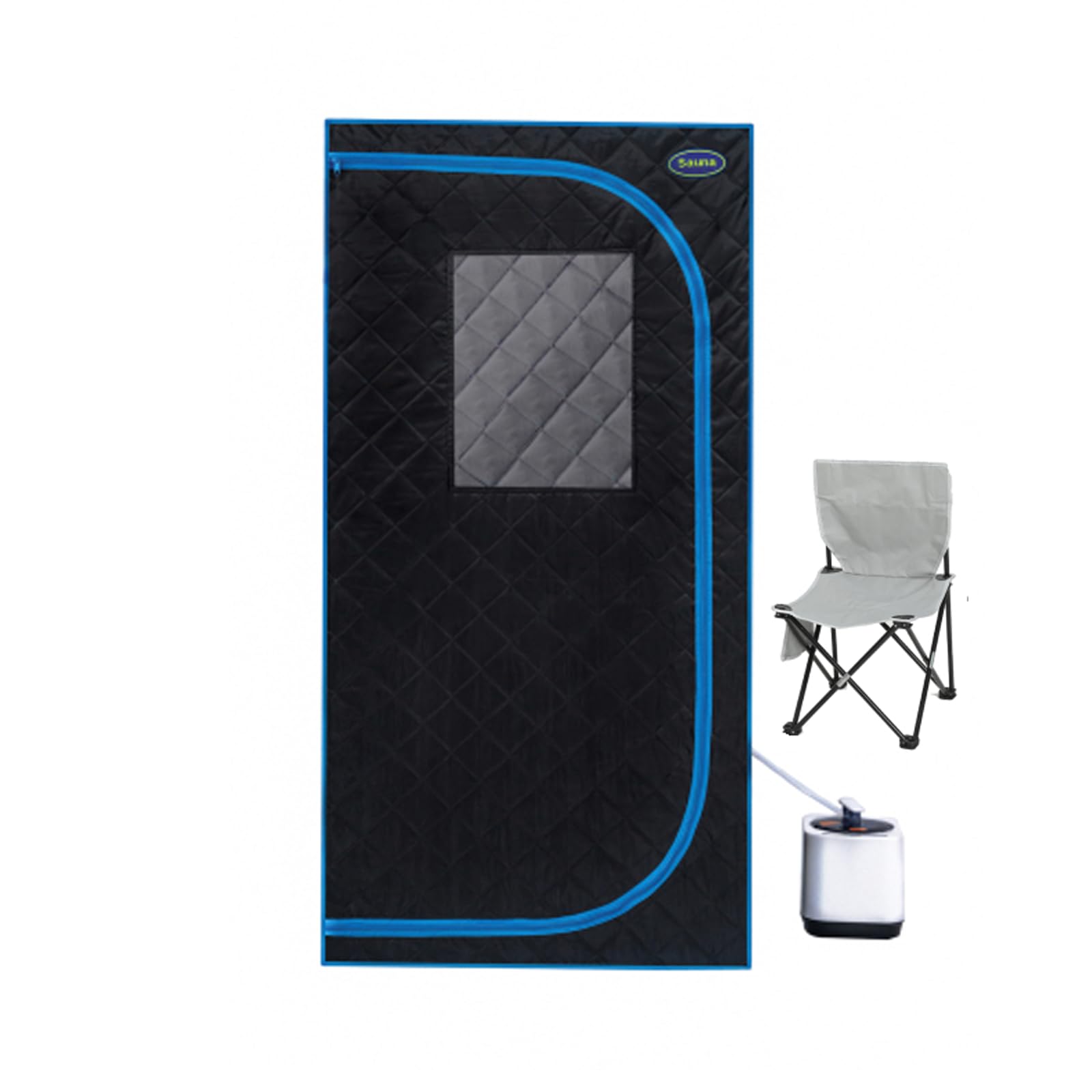 Portable Black Mini Plus Style Steam Sauna Tent for Home Spa - Includes Steam Generator, Remote Control, Foldable Chair & PVC Pipes | Fast Heating, Easy Setup | FCC & UL Certified | Perfect for Relaxation, Detox & Muscle Recovery