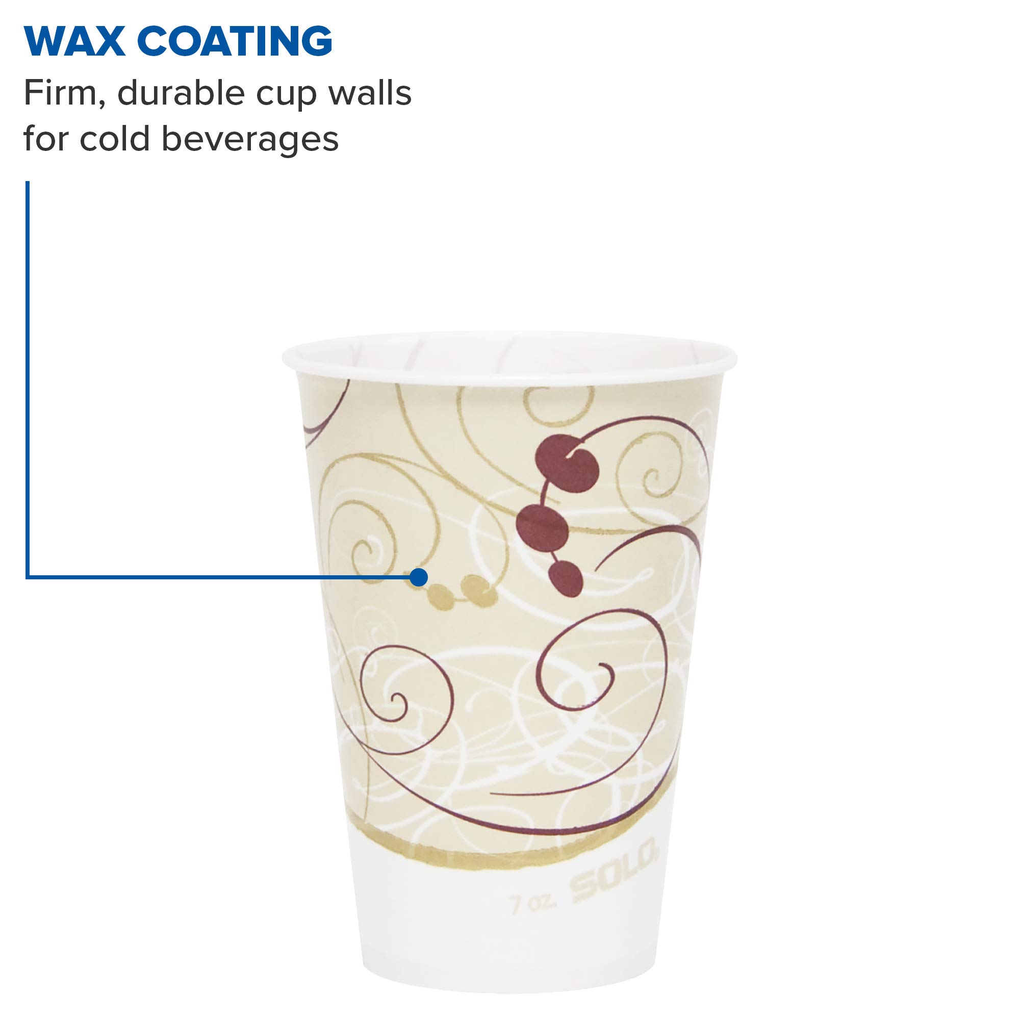SOLO R7N-J8000 7 oz Waxed Paper Cold Cups - Case of 2000, Beige, 3.7