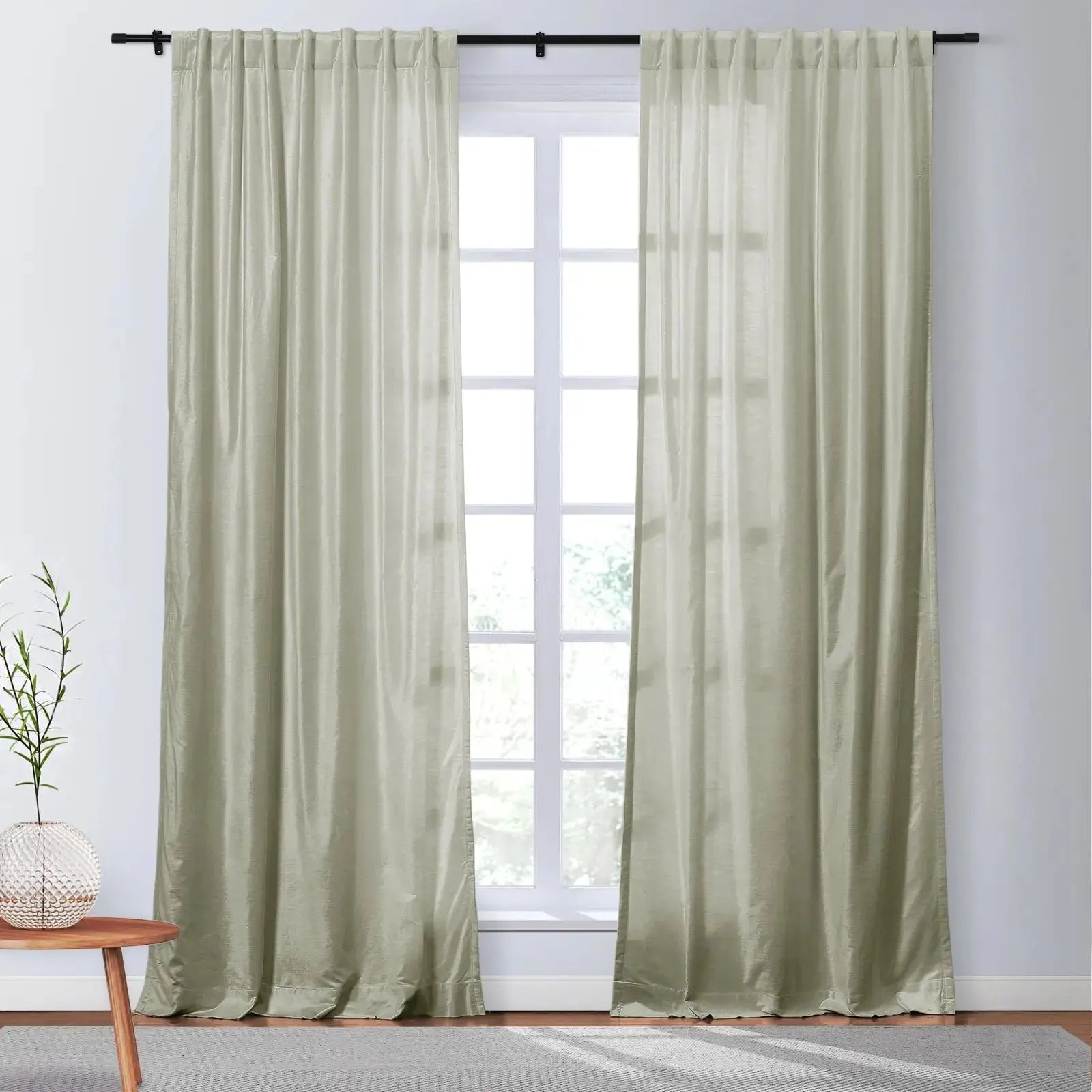 Veda Luster Cotton Velvet Drapery Soft Top - Luxury Window Curtains for Living Room & Bedroom - Blackout Drapes for Home Decor & Light Control
