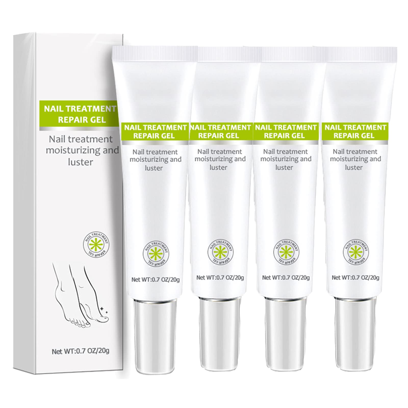 Efero Nail Treatment Repair Gel - Fungal Toenail Treatment, Nail Repair Cream for Yellow, Cracked & Split Nails - Renews Damaged Nails (4PCS) - Perfect for Home Pedicures & Nail Care Routines