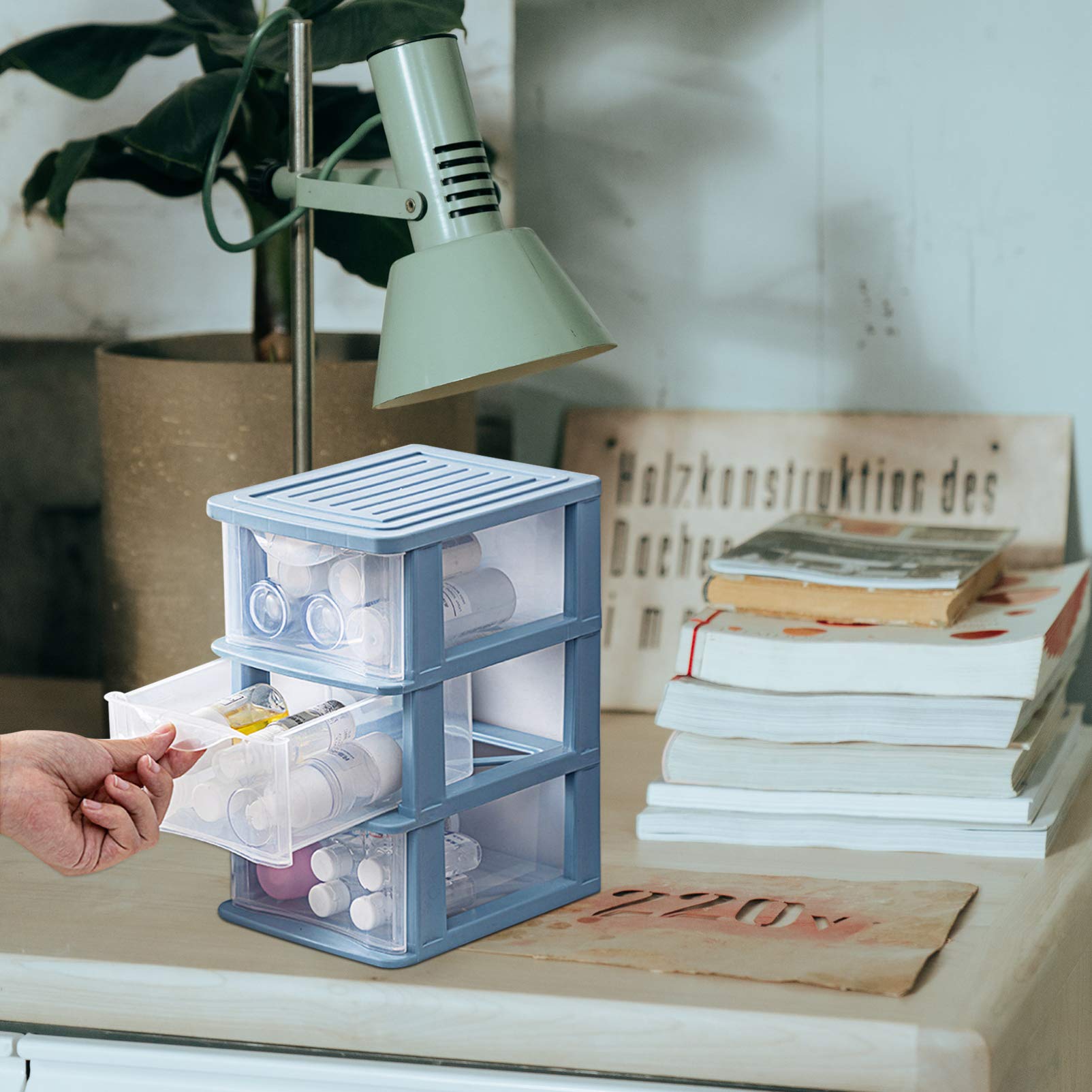 DOITOOL 3-Tier Plastic Drawer Organizer - 6.9 x 6.9 x 9 Inch Storage Cube for Office Supplies, Makeup & Accessories | Space-Saving Desktop Organizer for Home, Office, Vanity & Bathroom Organization