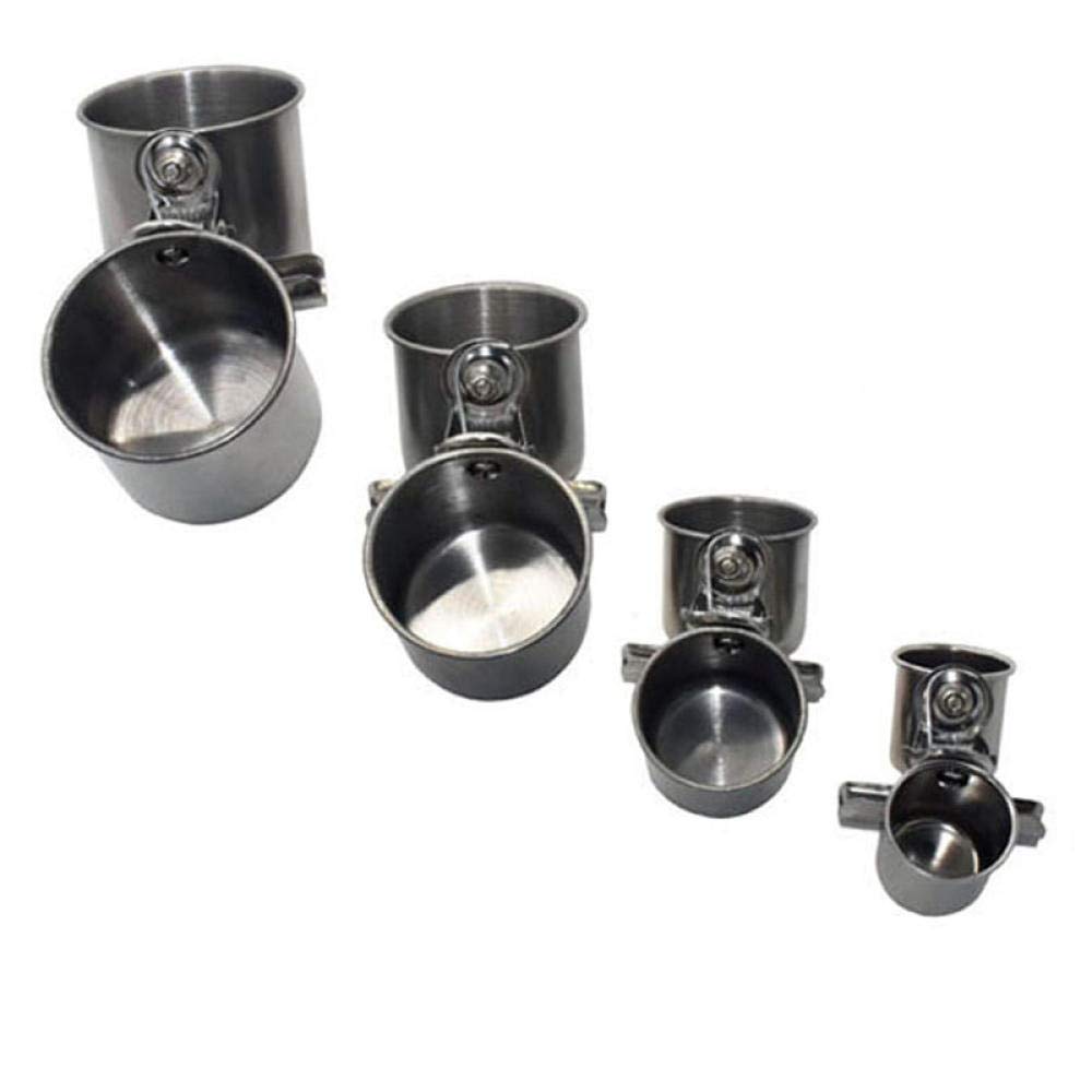 Stainless Steel Bird Feeder Cups with Clip - 5Pcs Double Food & Water Feeding Cups for Parrot Cage Stand - Perfect for Pet Birds, Wild Birds & Outdoor Use