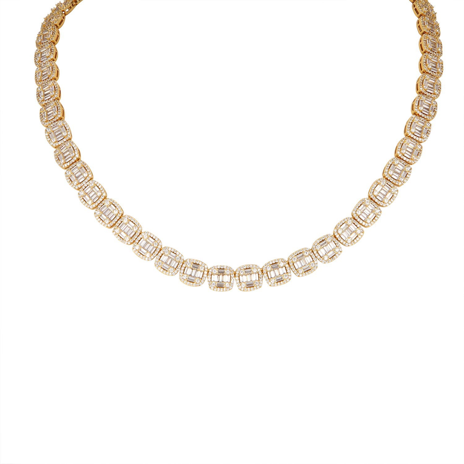 Men's Icy Tennis Chain - Baguette Designer Link Micro Pave Diamond Necklace for Casual & Formal Wear | Perfect for Parties, Weddings & Special Occasions